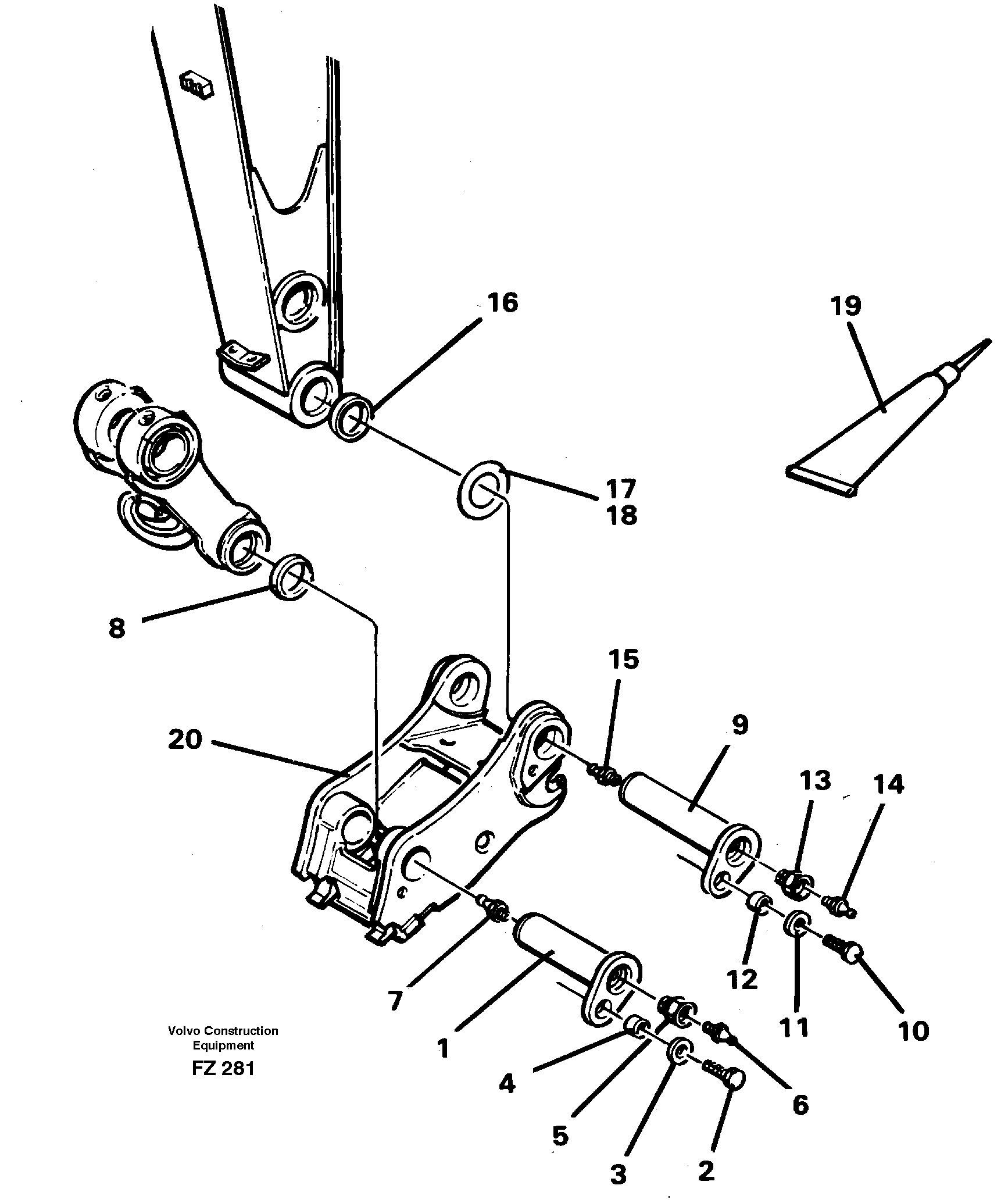 Attachements, dipper arm-quickfit — volvo parts diagram