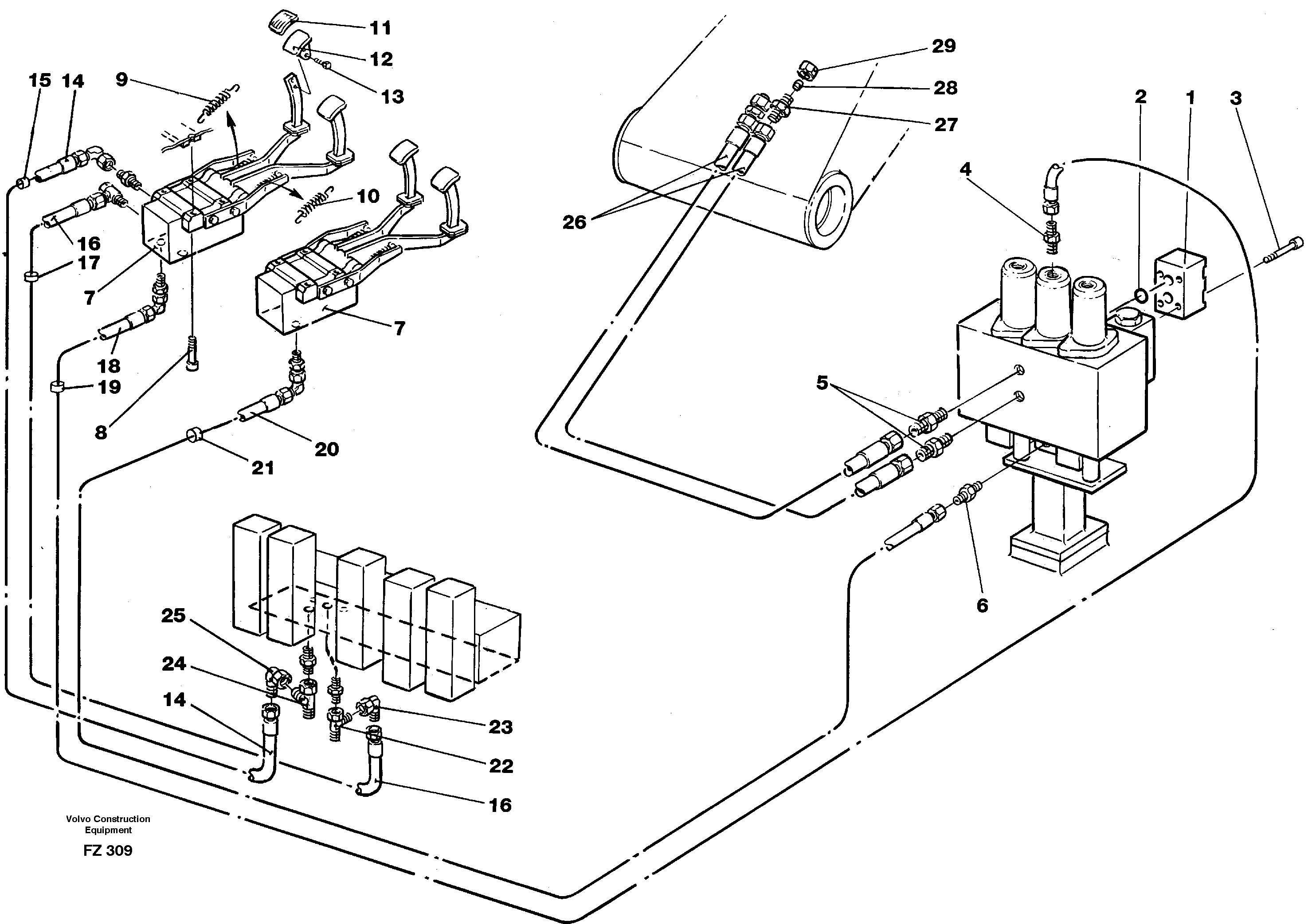 Slope bucket/rotating grab hydraulics in base machine l4267968 — volvo parts diagram
