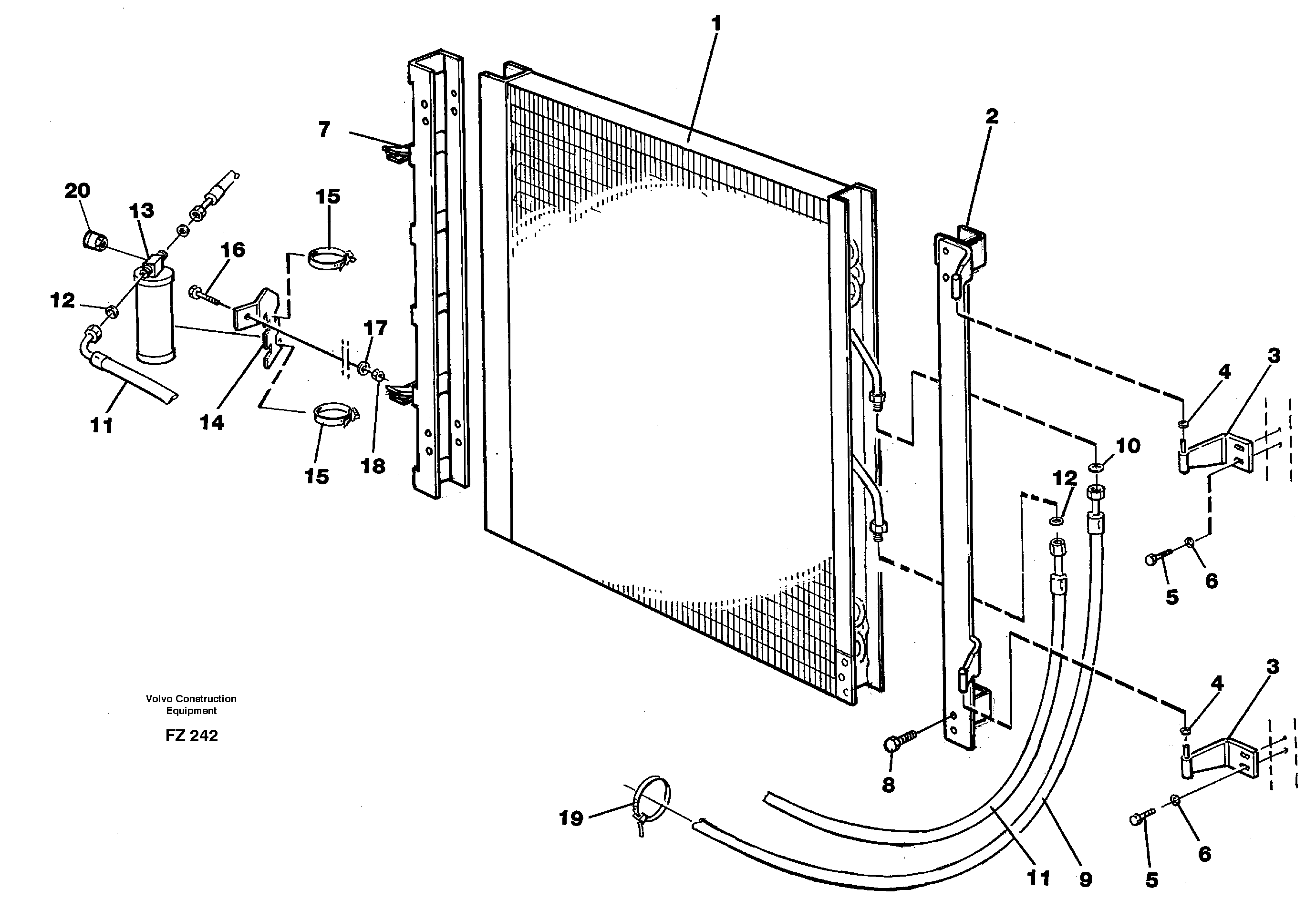 Condensor with fitting parts Cooling agent R134 A 14268393 — volvo parts diagram