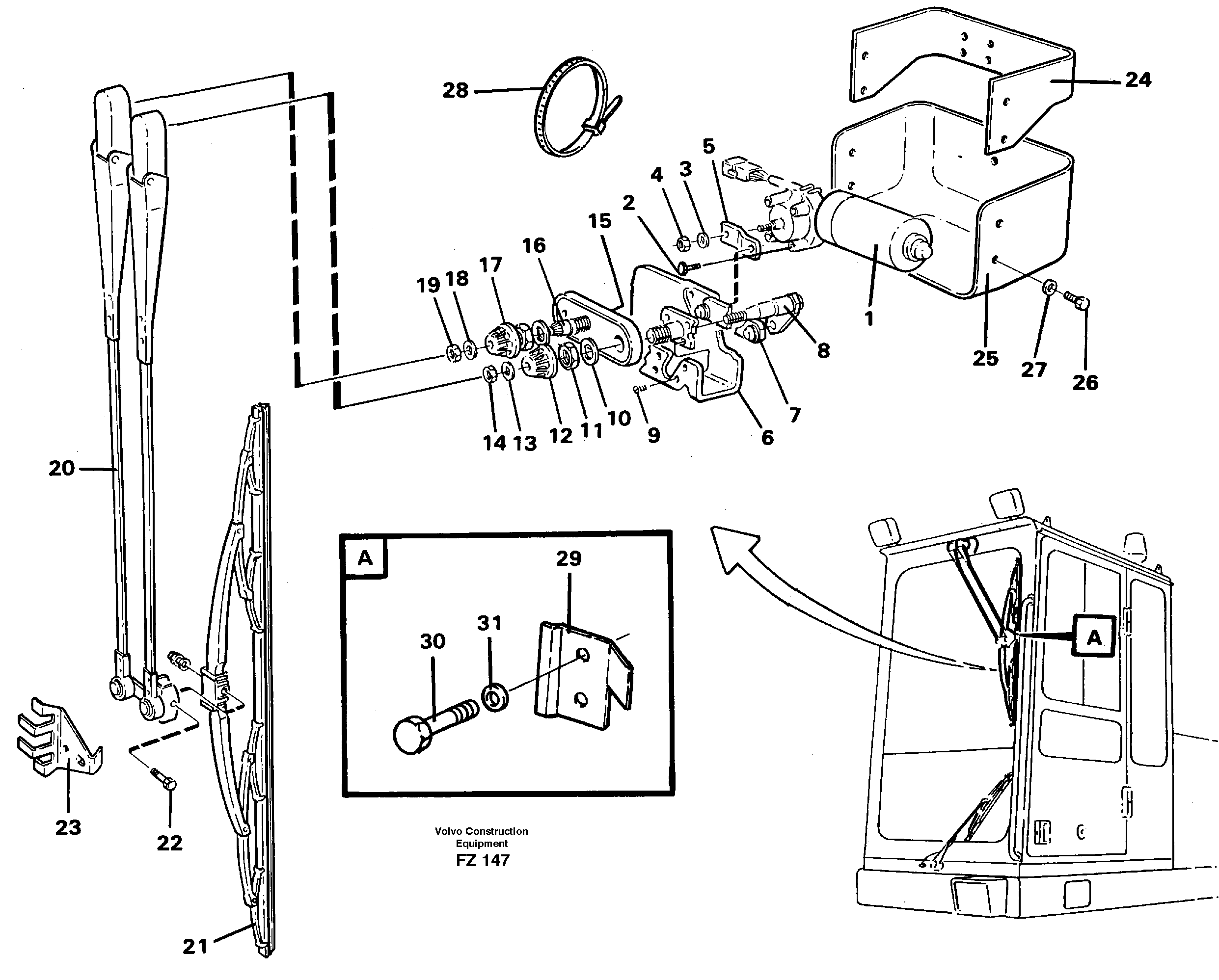 Windscreen wiper, upper — volvo parts diagram