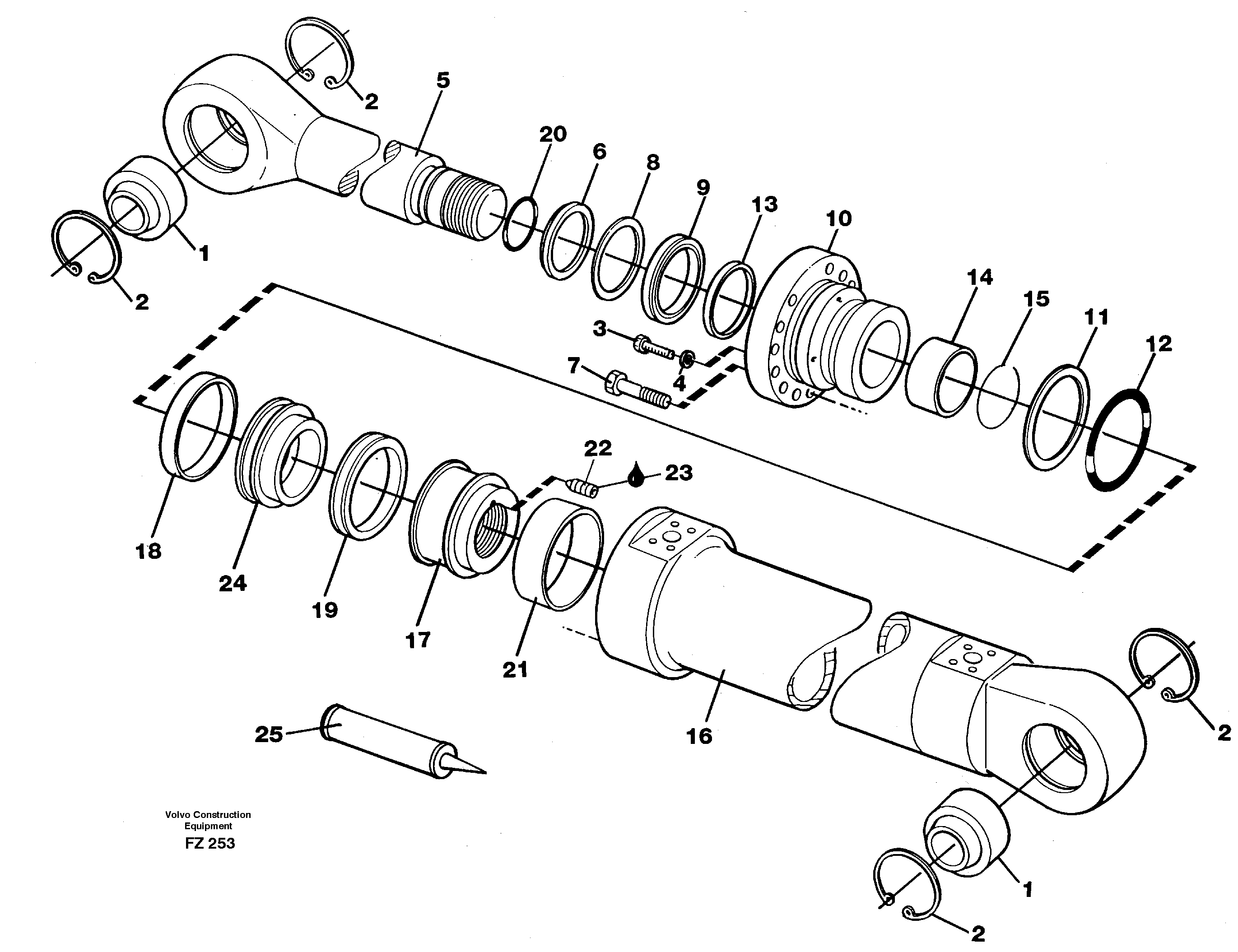 Boom cylinder, backhoe equipment 14268048 — volvo parts diagram