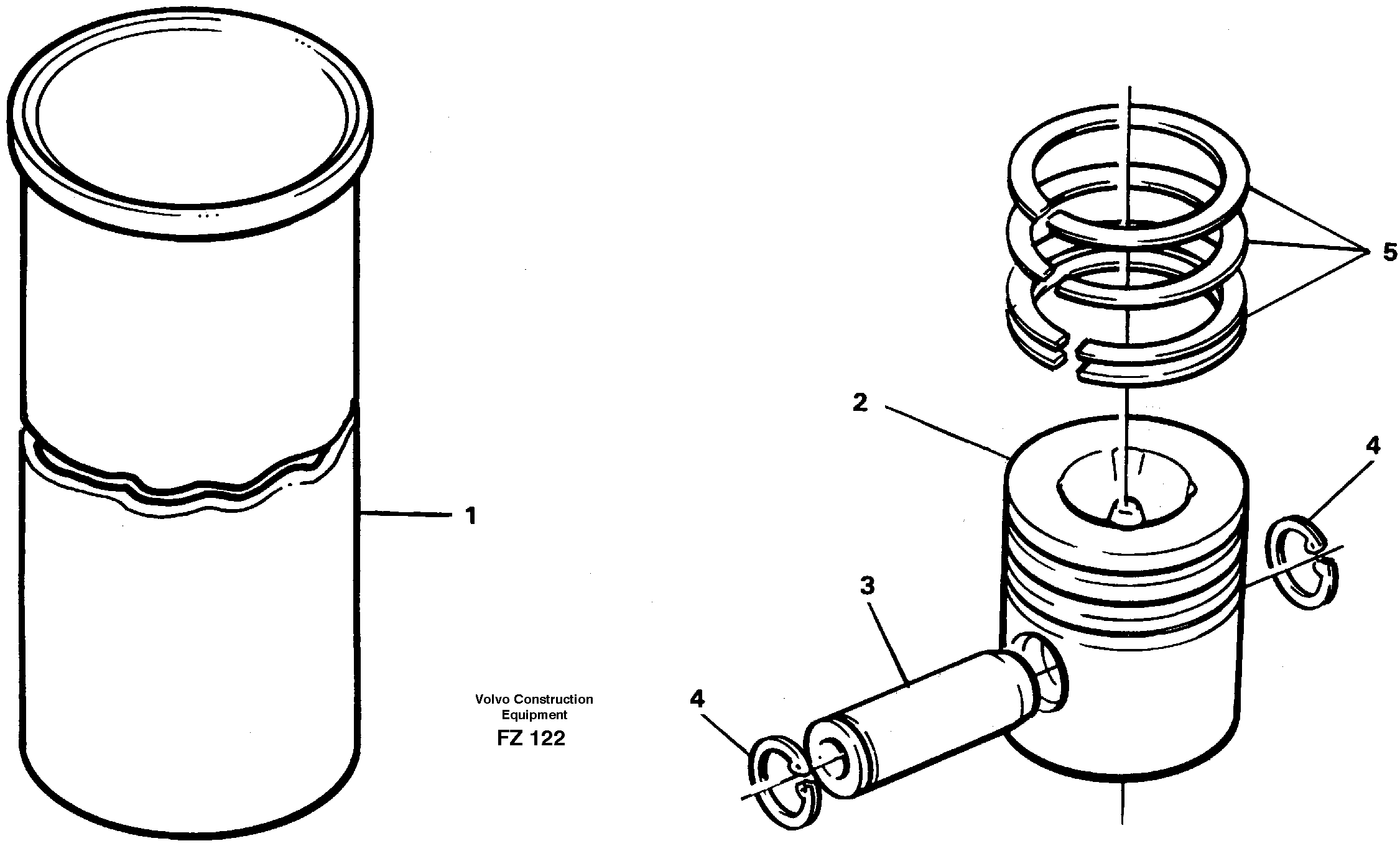 Cylinder liner and piston — volvo parts diagram