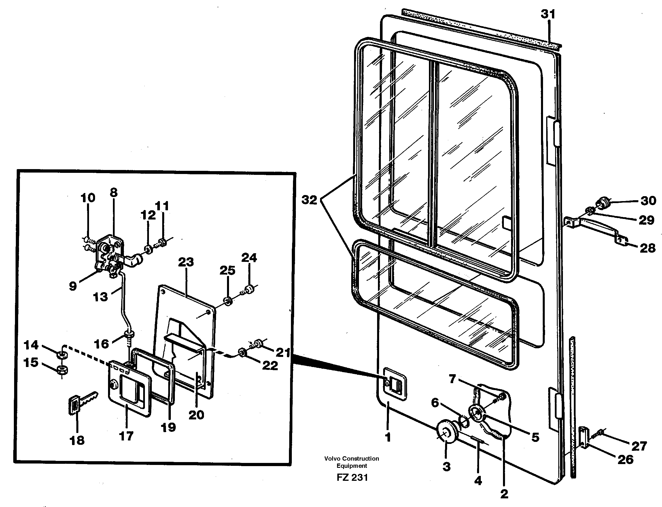 Door, operator's cab — volvo parts diagram