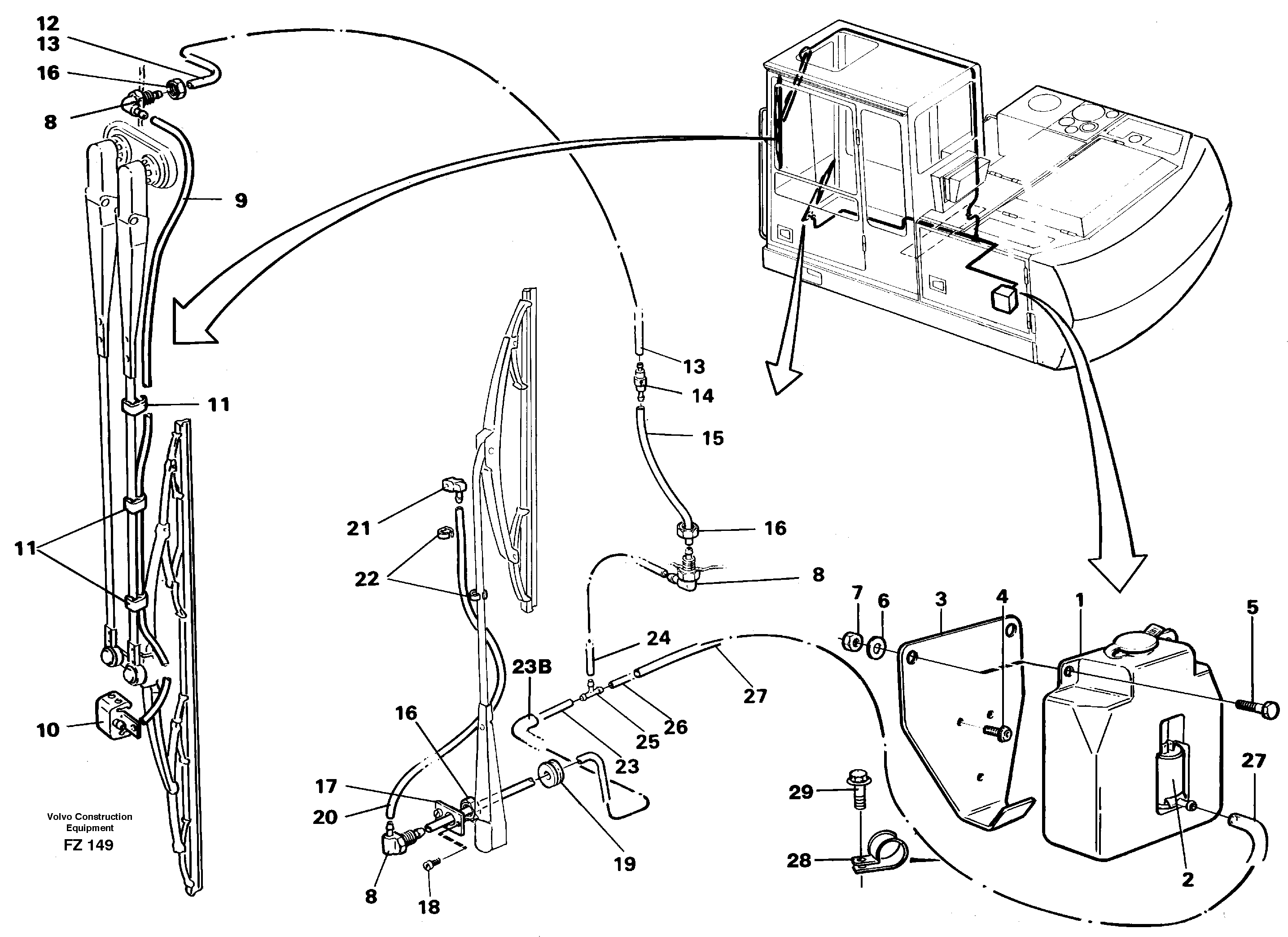 Windshield washer — volvo parts diagram