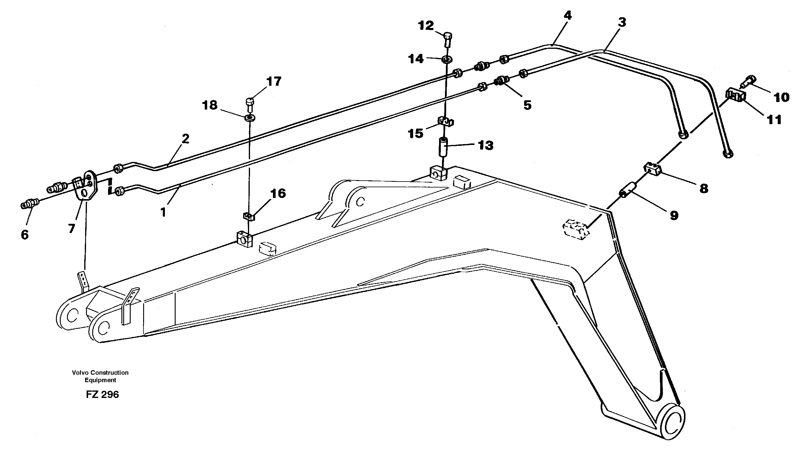 Grab bucket equipment, boom 4,9m 14259586 — volvo parts diagram