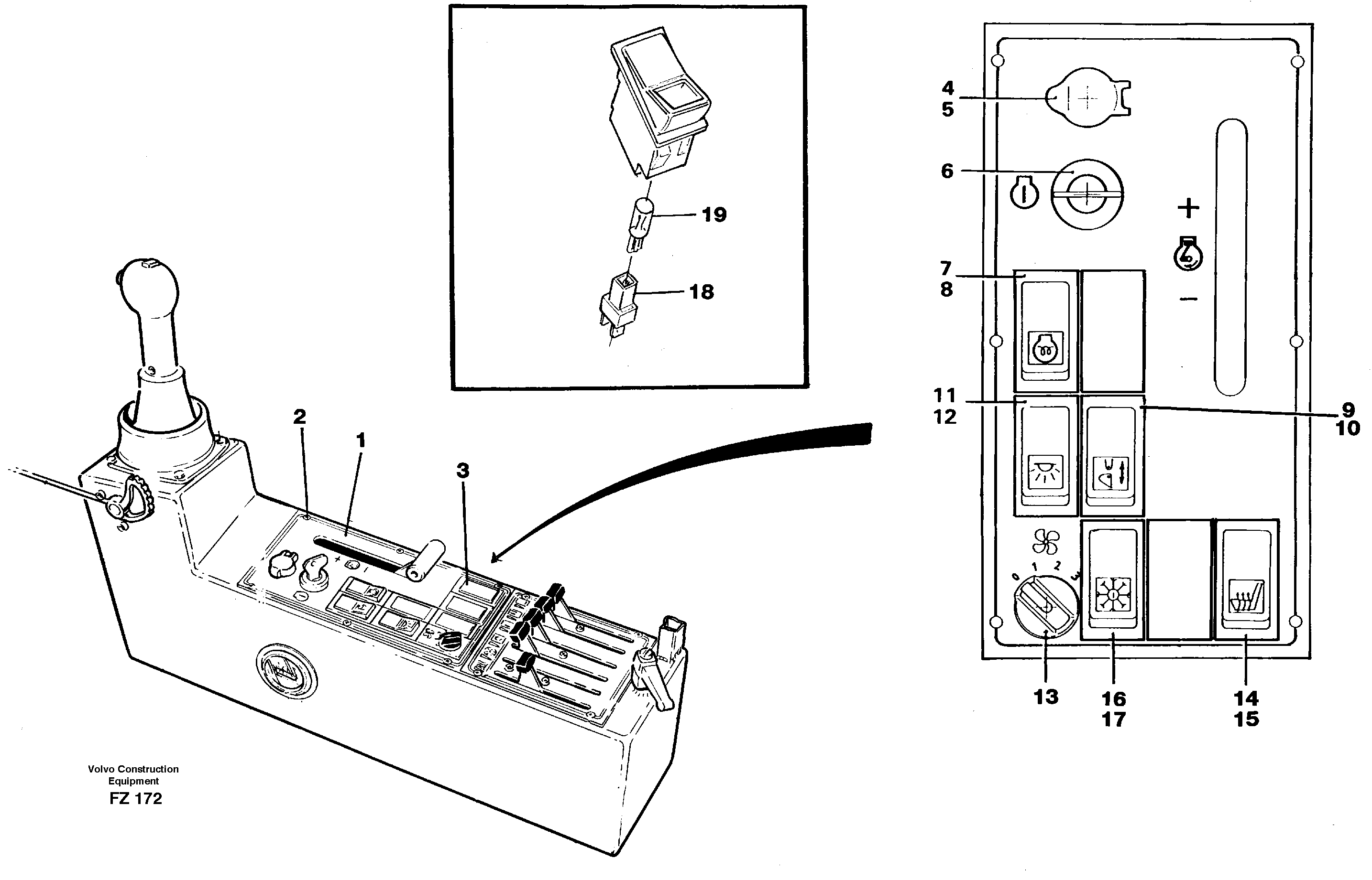Engine control panel — volvo parts diagram