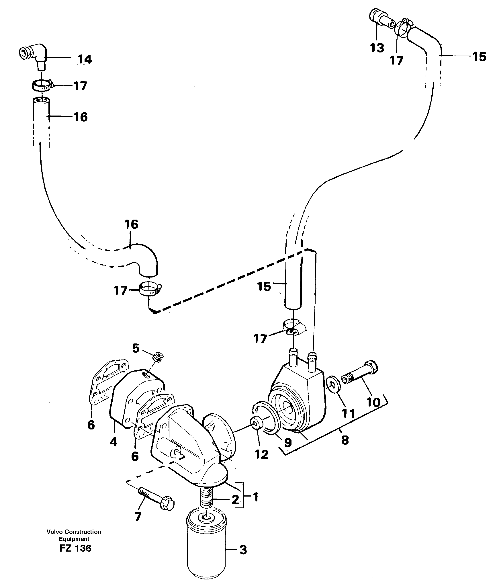 Oil cooler — volvo parts diagram
