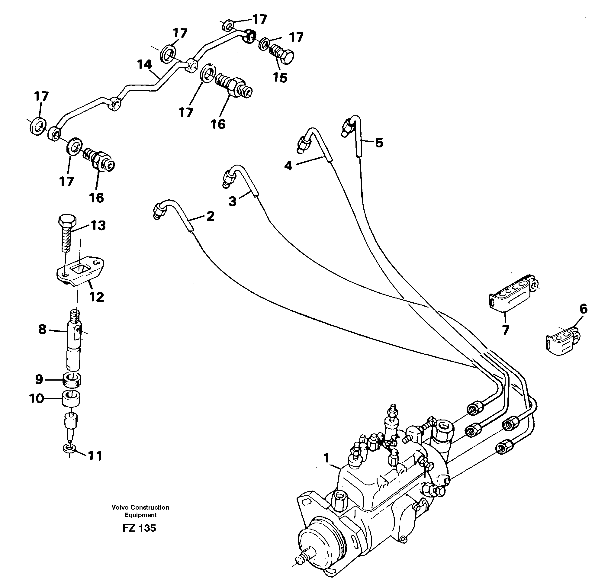 Fuel lines, injectors — volvo parts diagram