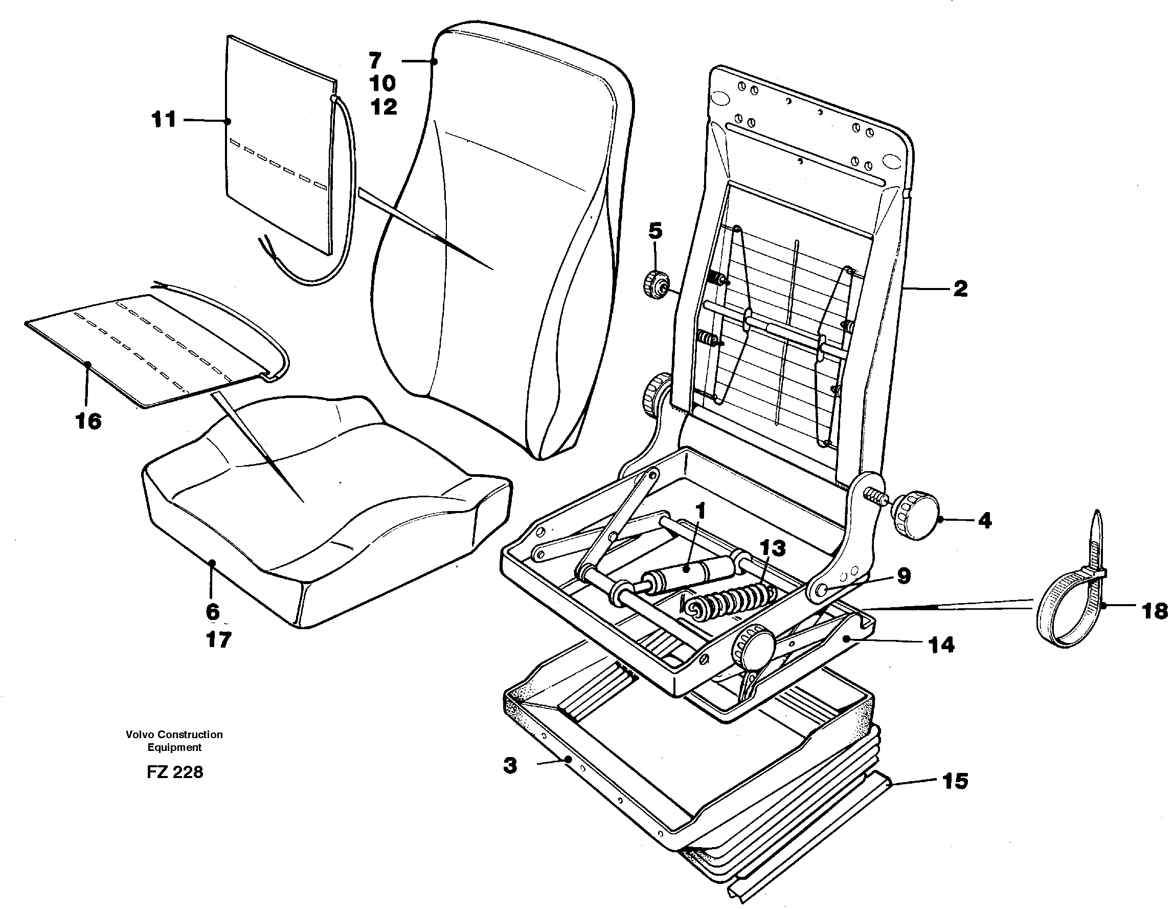 Operator's seat Be-ge STD — volvo parts diagram