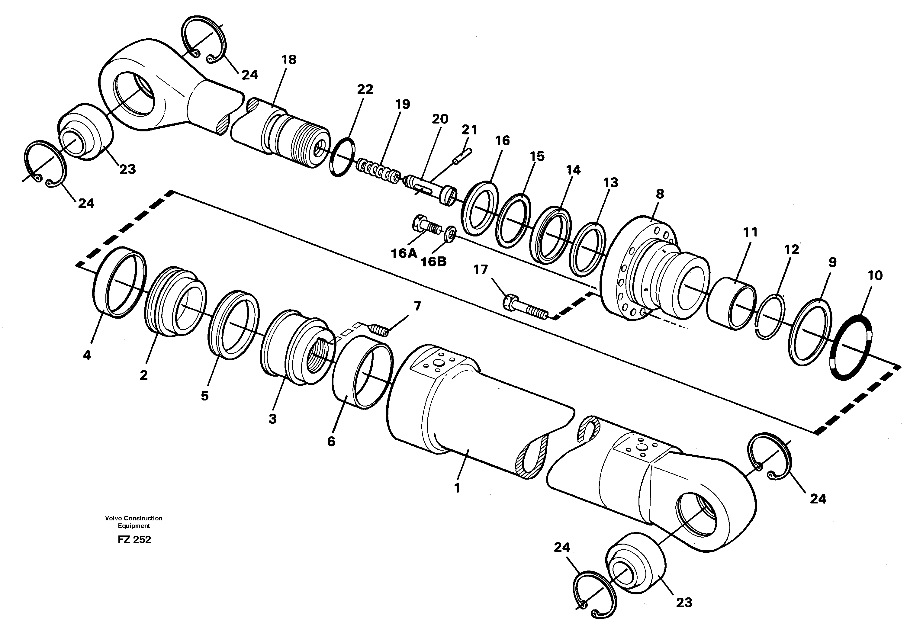 Dipper cylinder, backhoe equipment 14268048 — volvo parts diagram