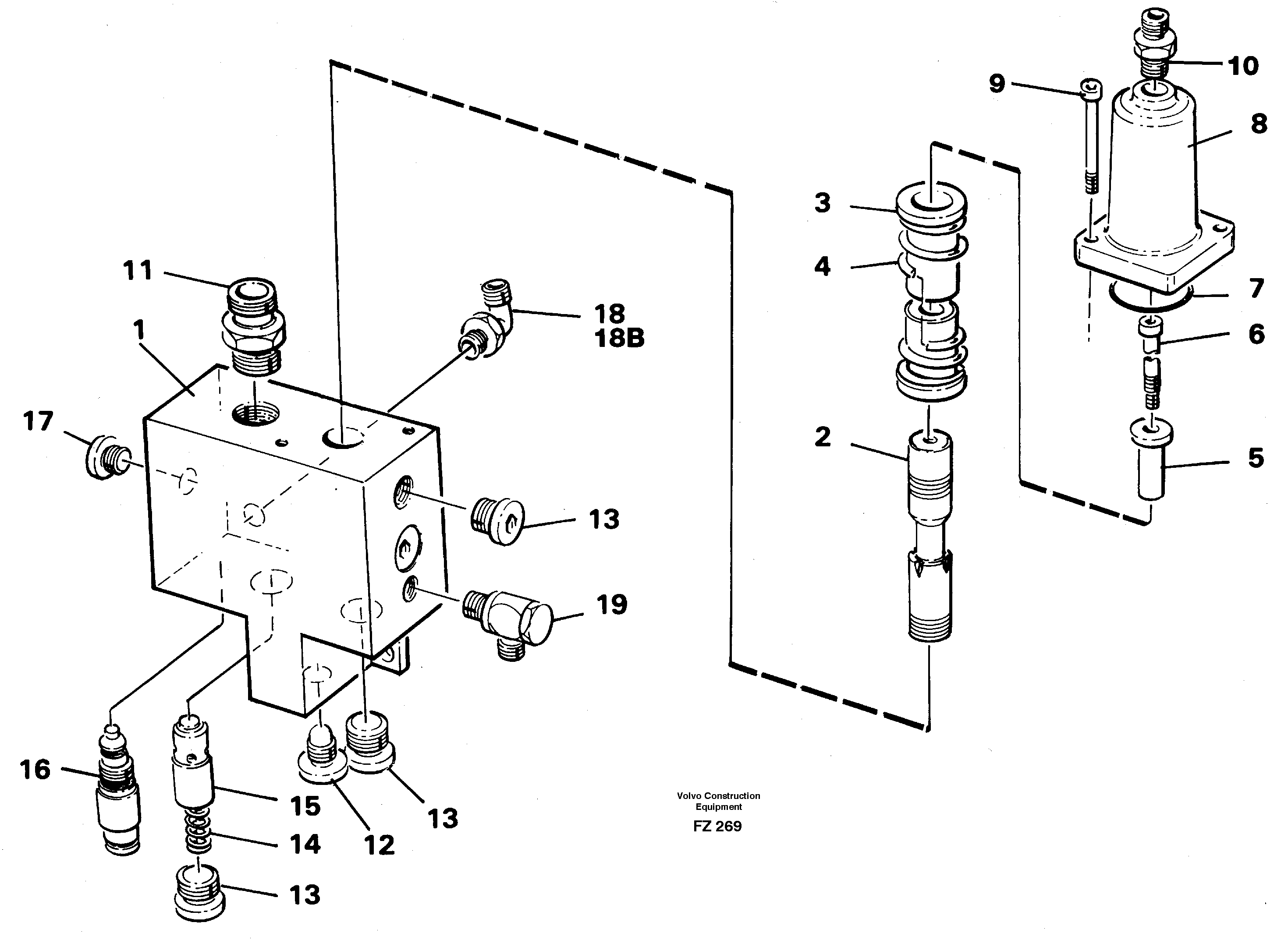 Hose rupture valve, knuckle cylinder 14267963 — volvo parts diagram