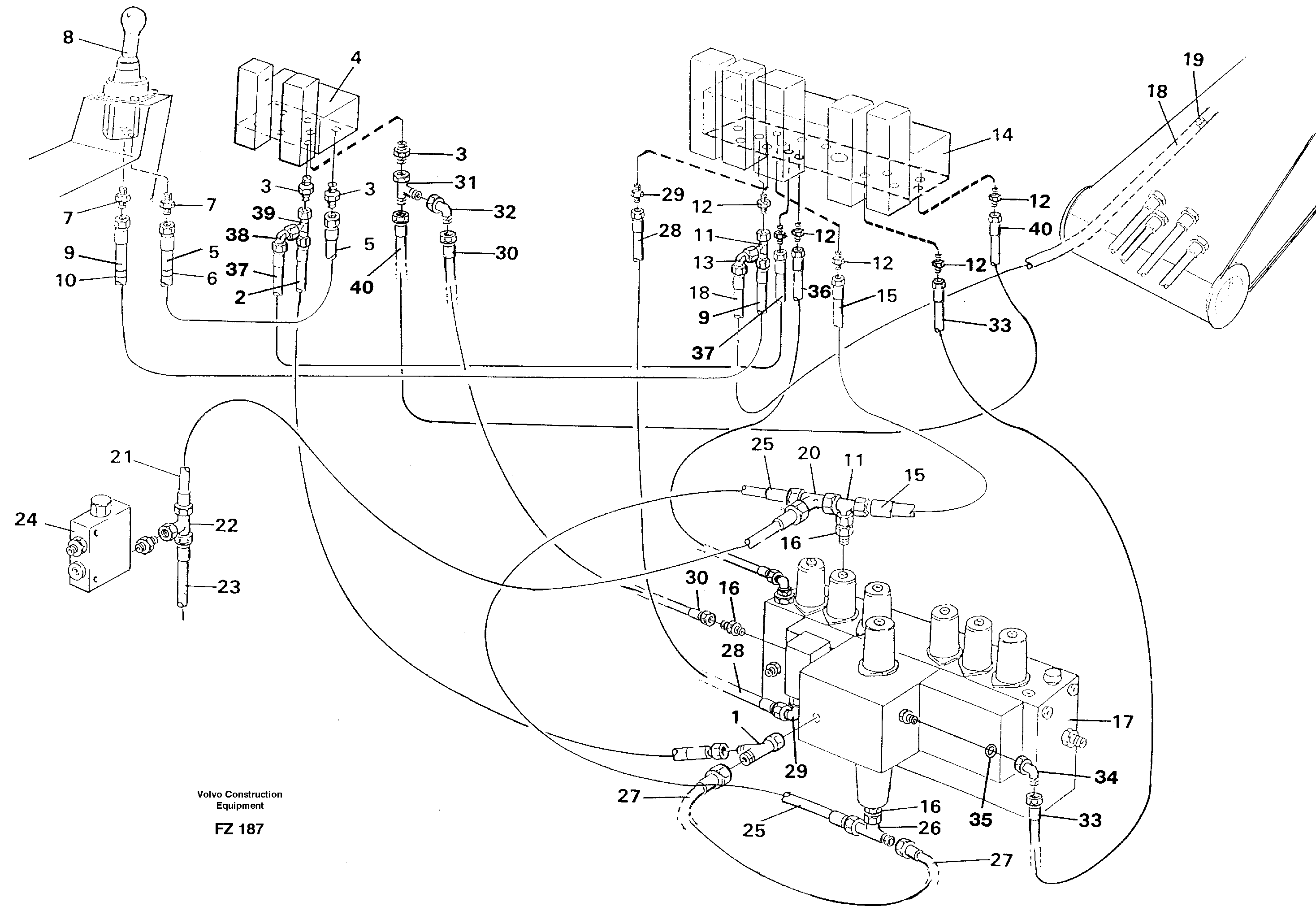 Servo hydraulics, boom — volvo parts diagram