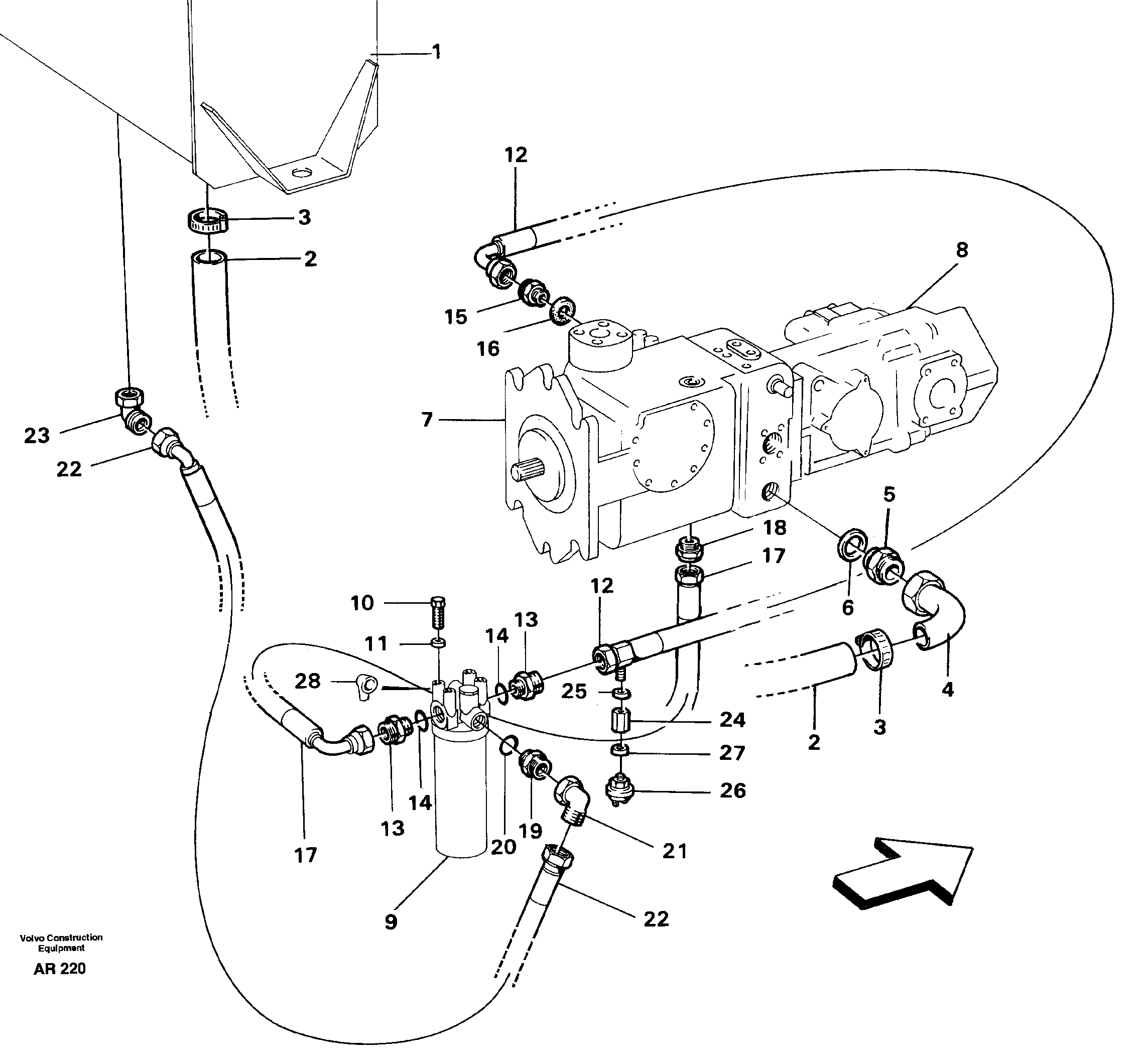 Suction hose and filter — volvo parts diagram