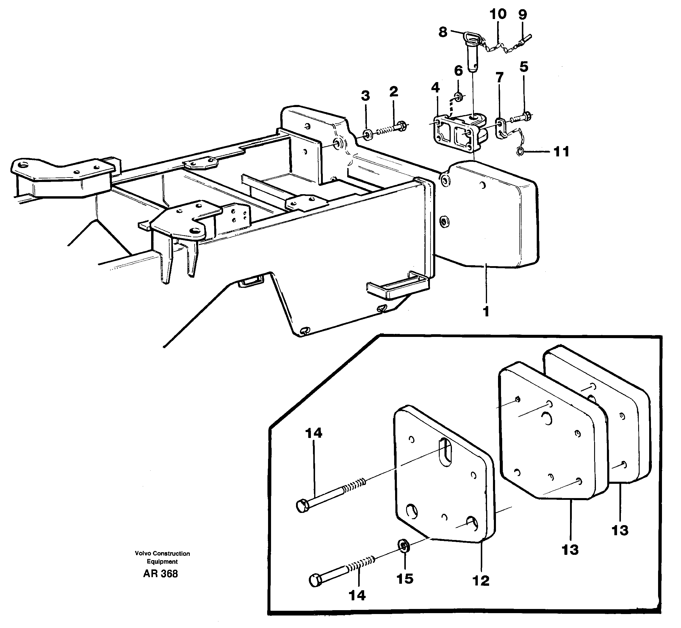 Rear hitch and counterweight — volvo parts diagram