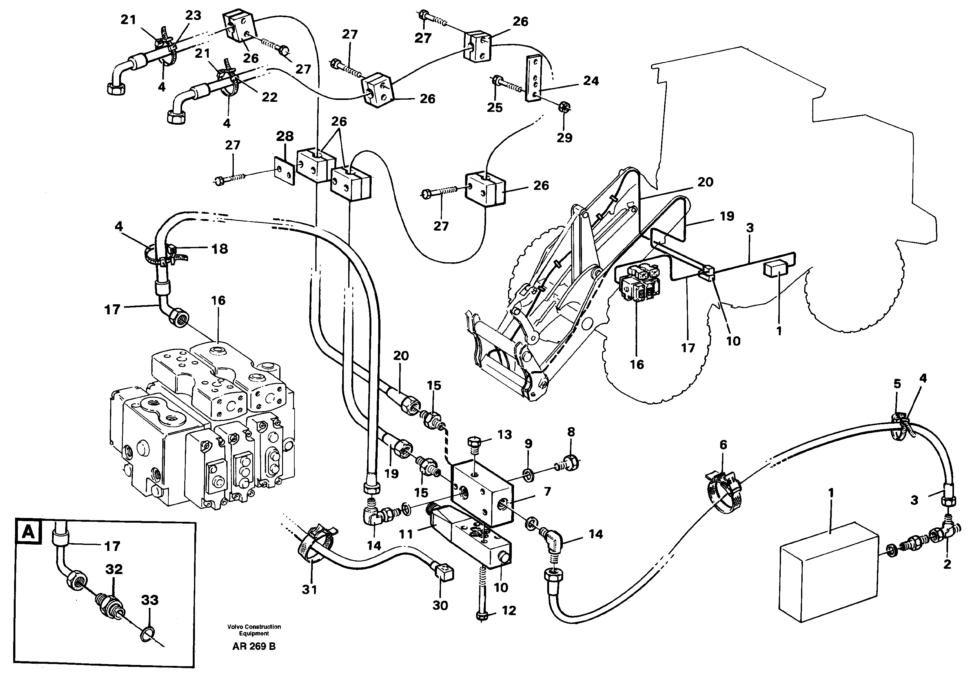 Hydraulic system, tool bar  94942 — volvo parts diagram