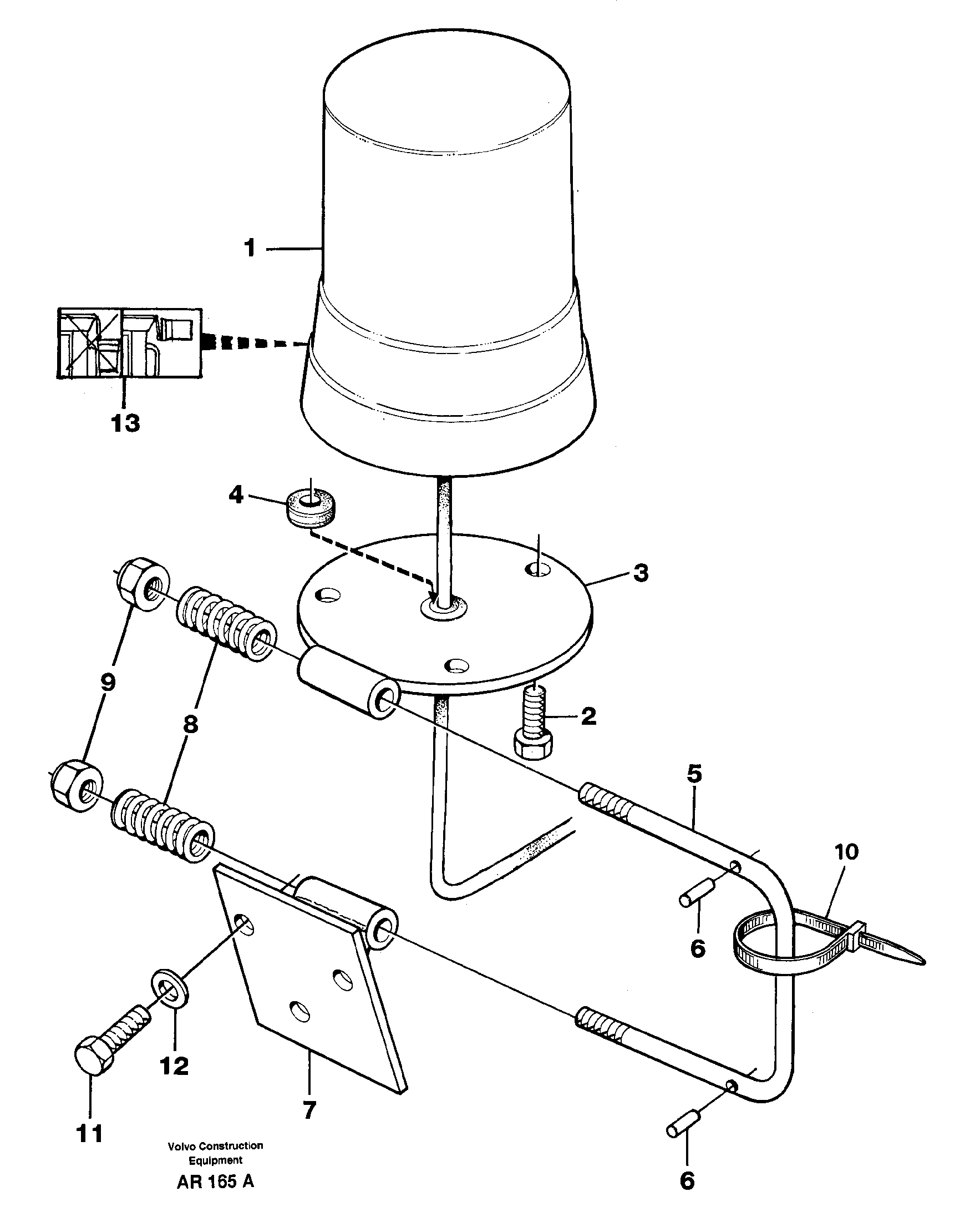 Rotating beacon  92454 — volvo parts diagram