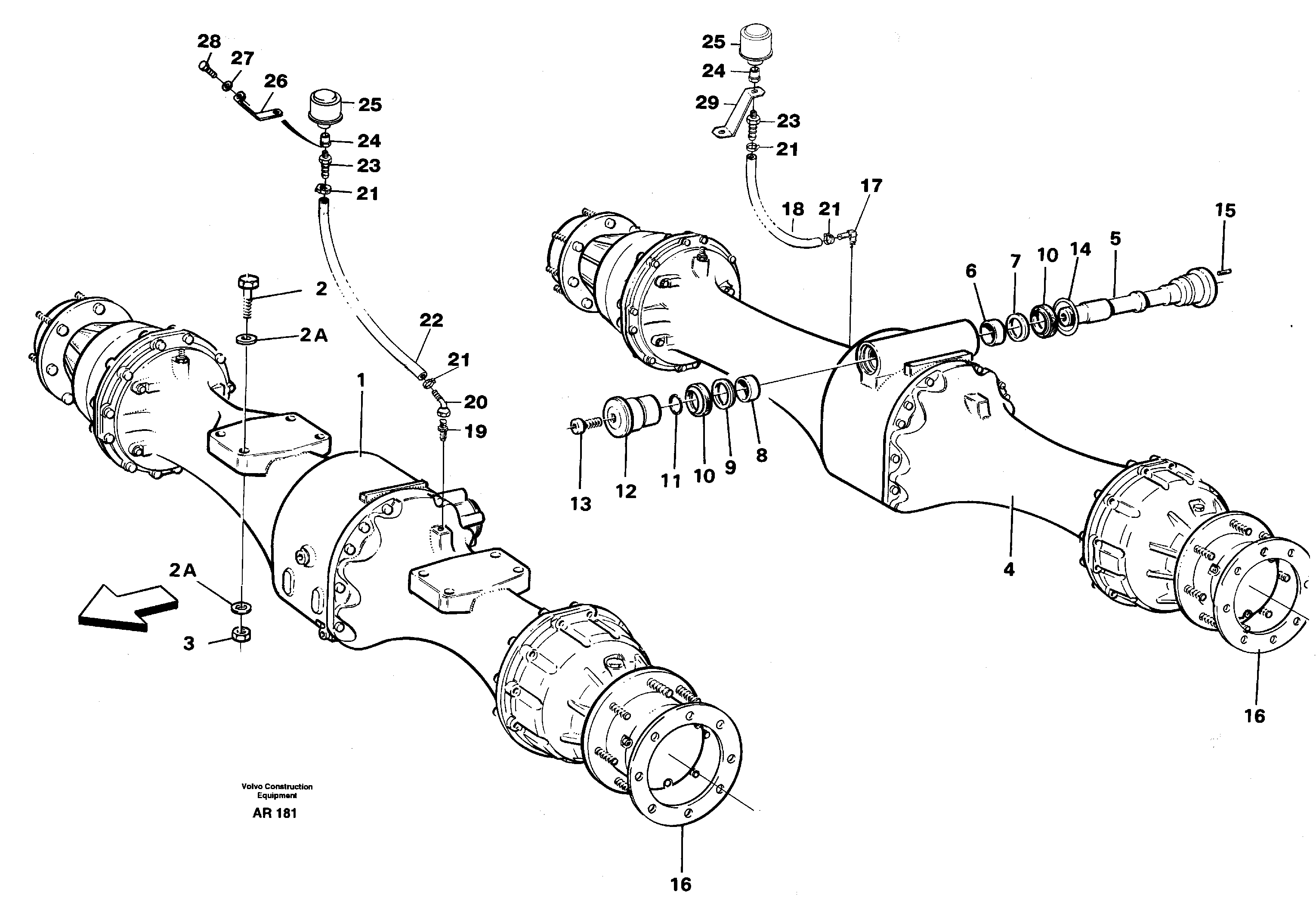 Planetary axle, mounting  AWB 10 — volvo parts diagram