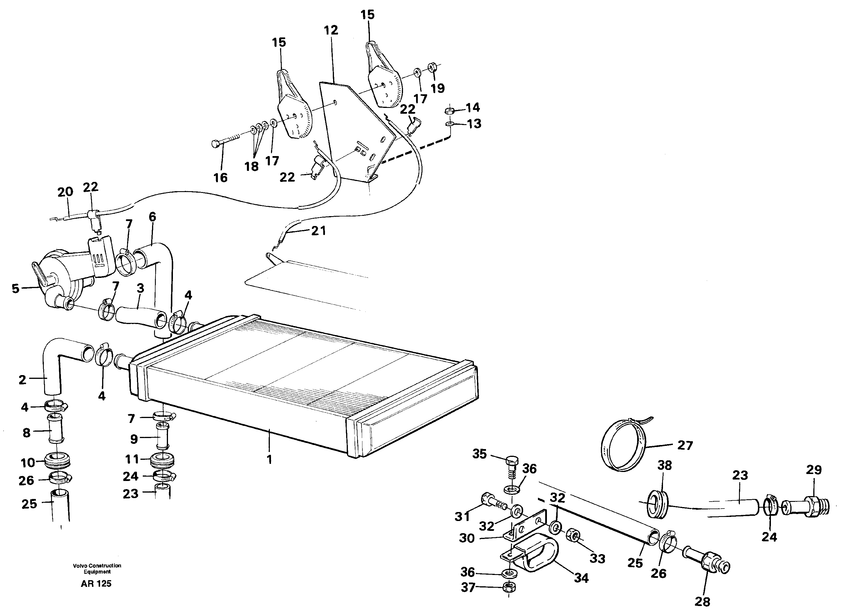 Radiator and control — volvo parts diagram