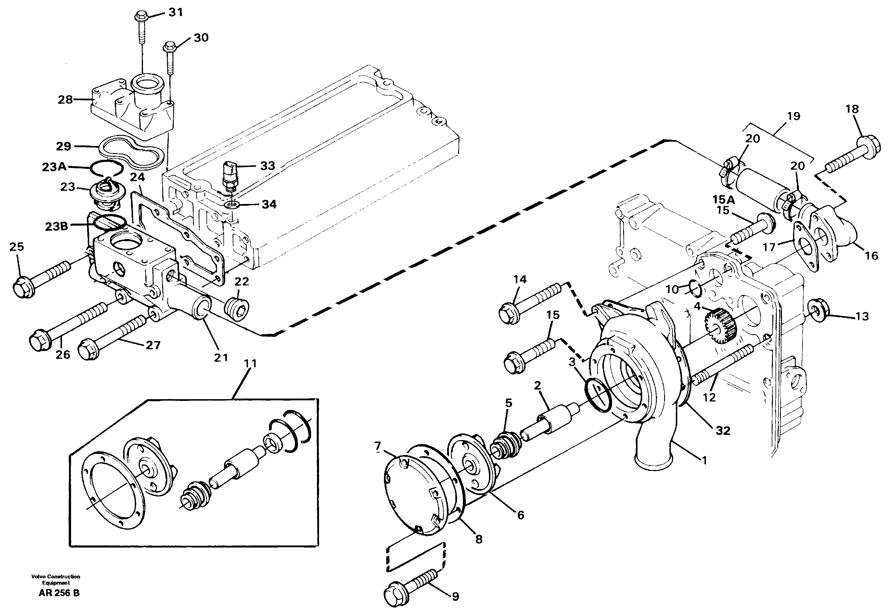 Water pump  TD 40 KAE, TD 40 GFE — volvo parts diagram
