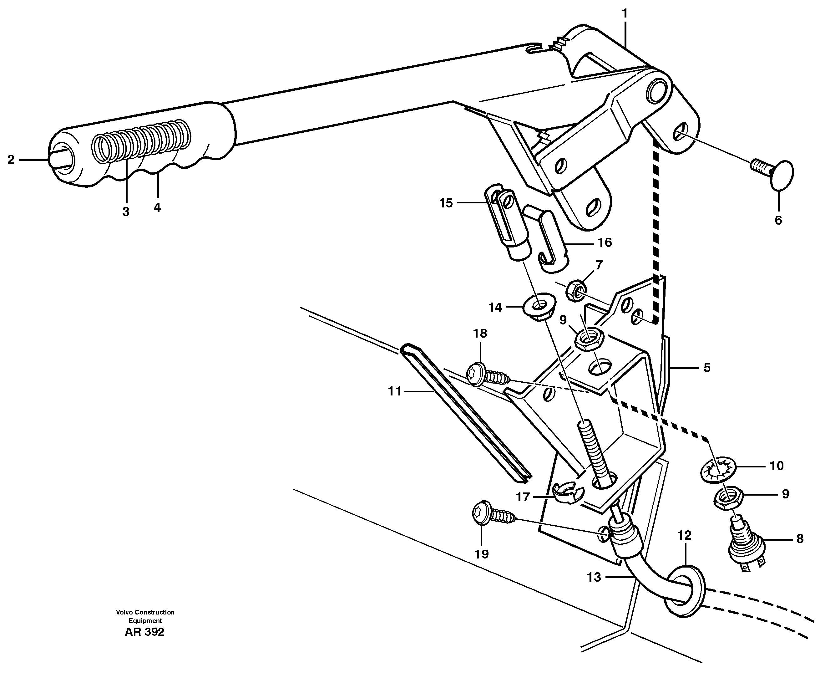 Hand brake  33748, 33747 — volvo parts diagram