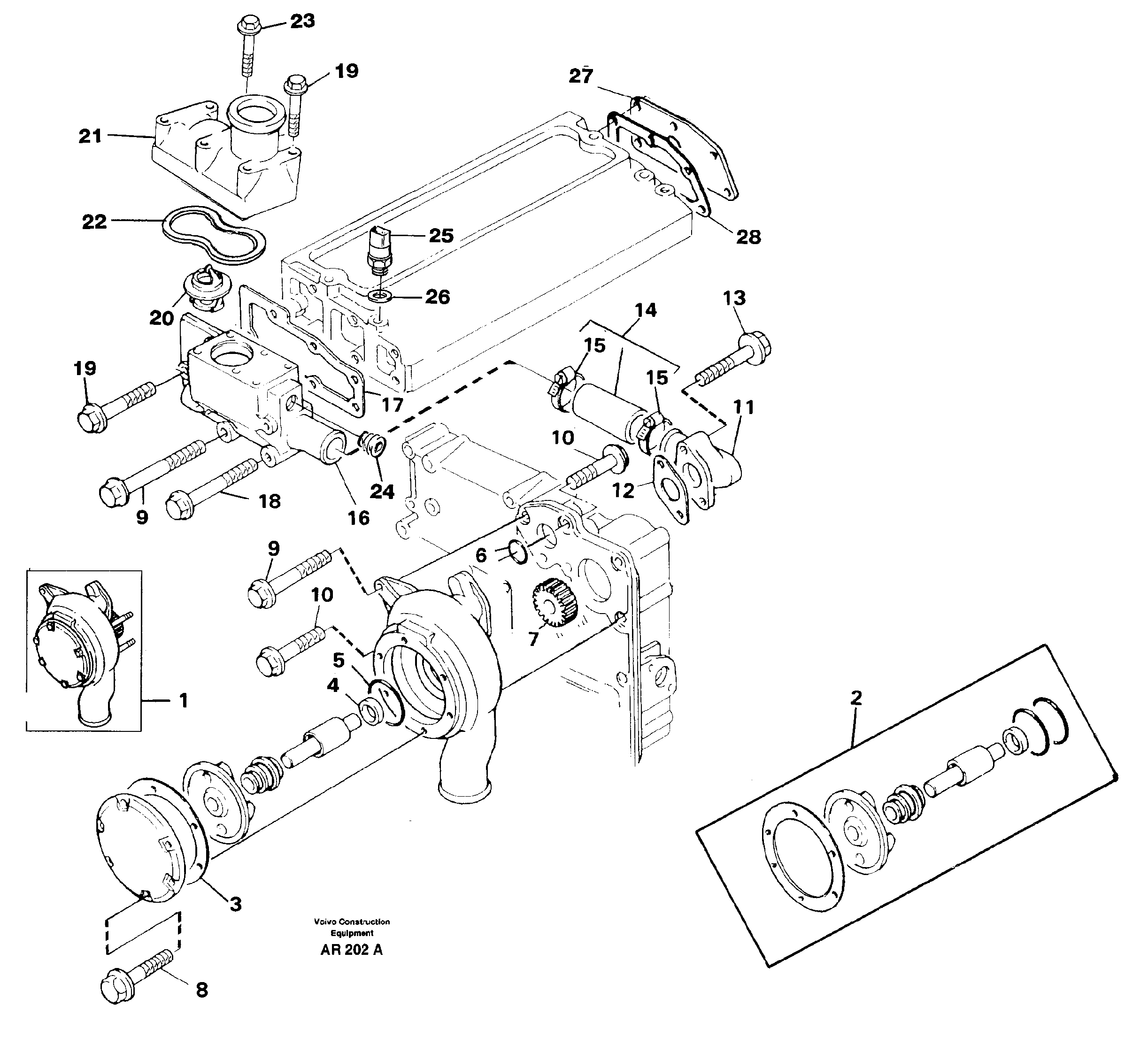 Water pump  TD 40 GA — volvo parts diagram