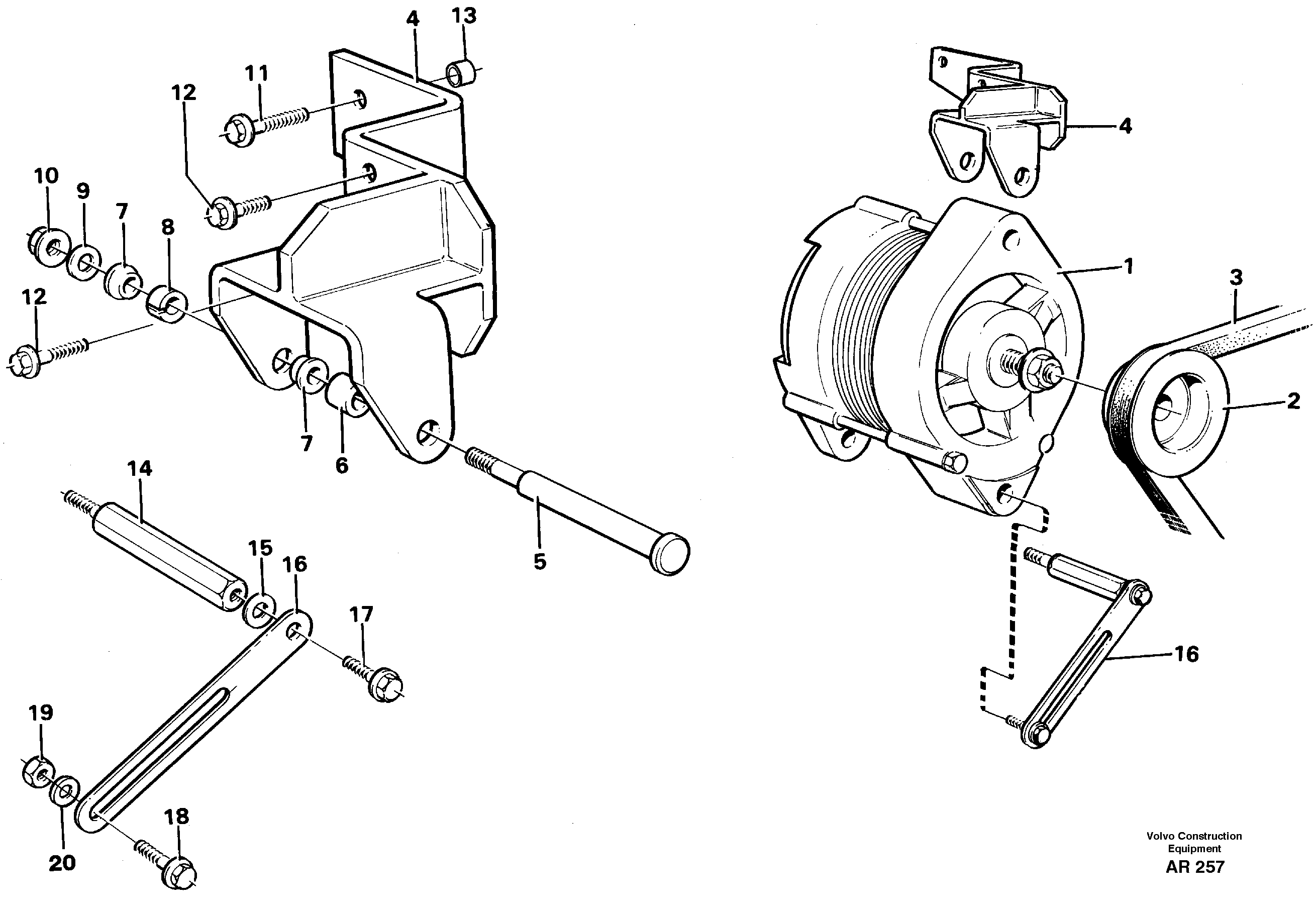 Alternator with assembling details  TD40KAE — volvo parts diagram