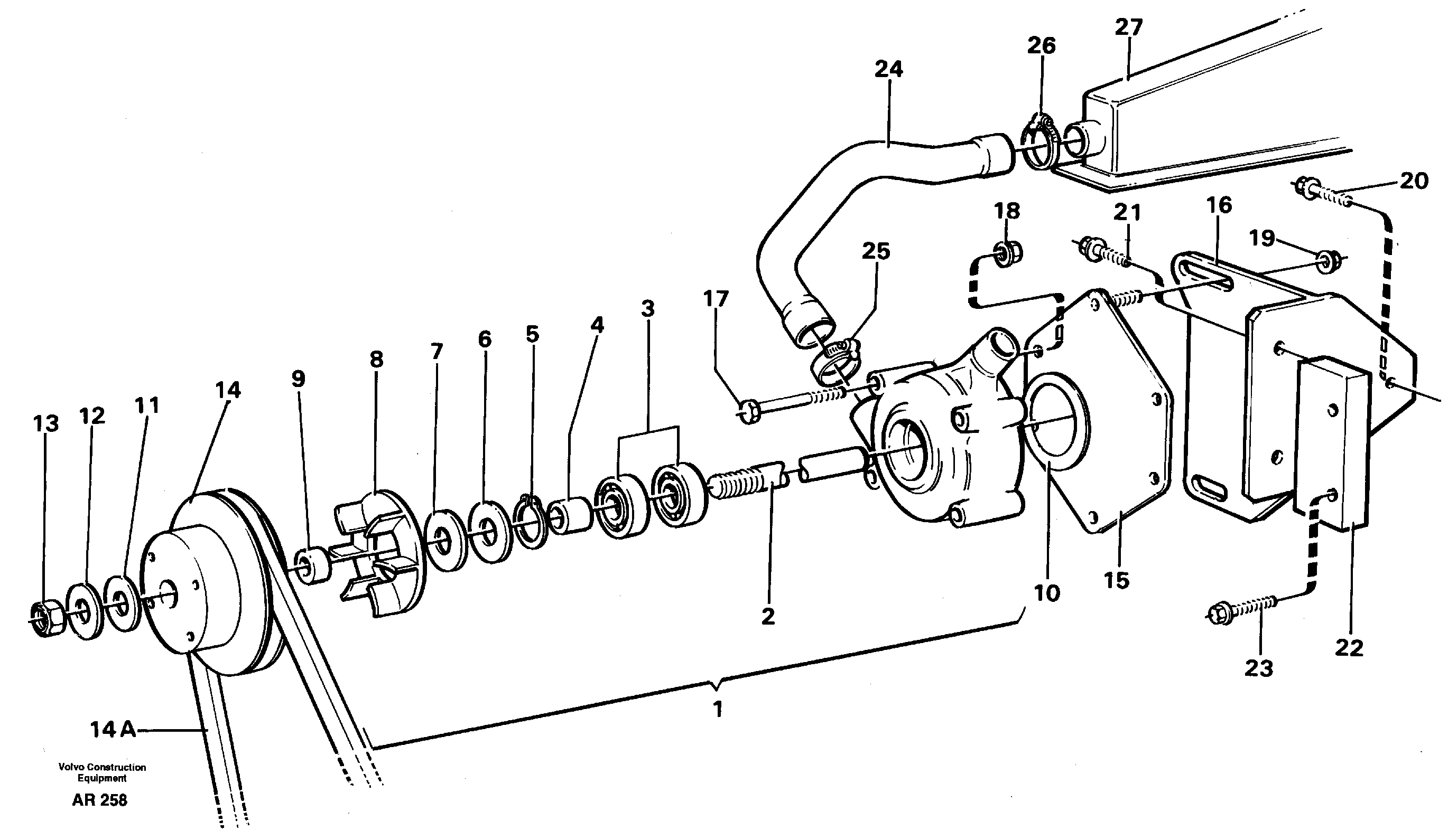 Extra water pump  TD 40 KAE — volvo parts diagram