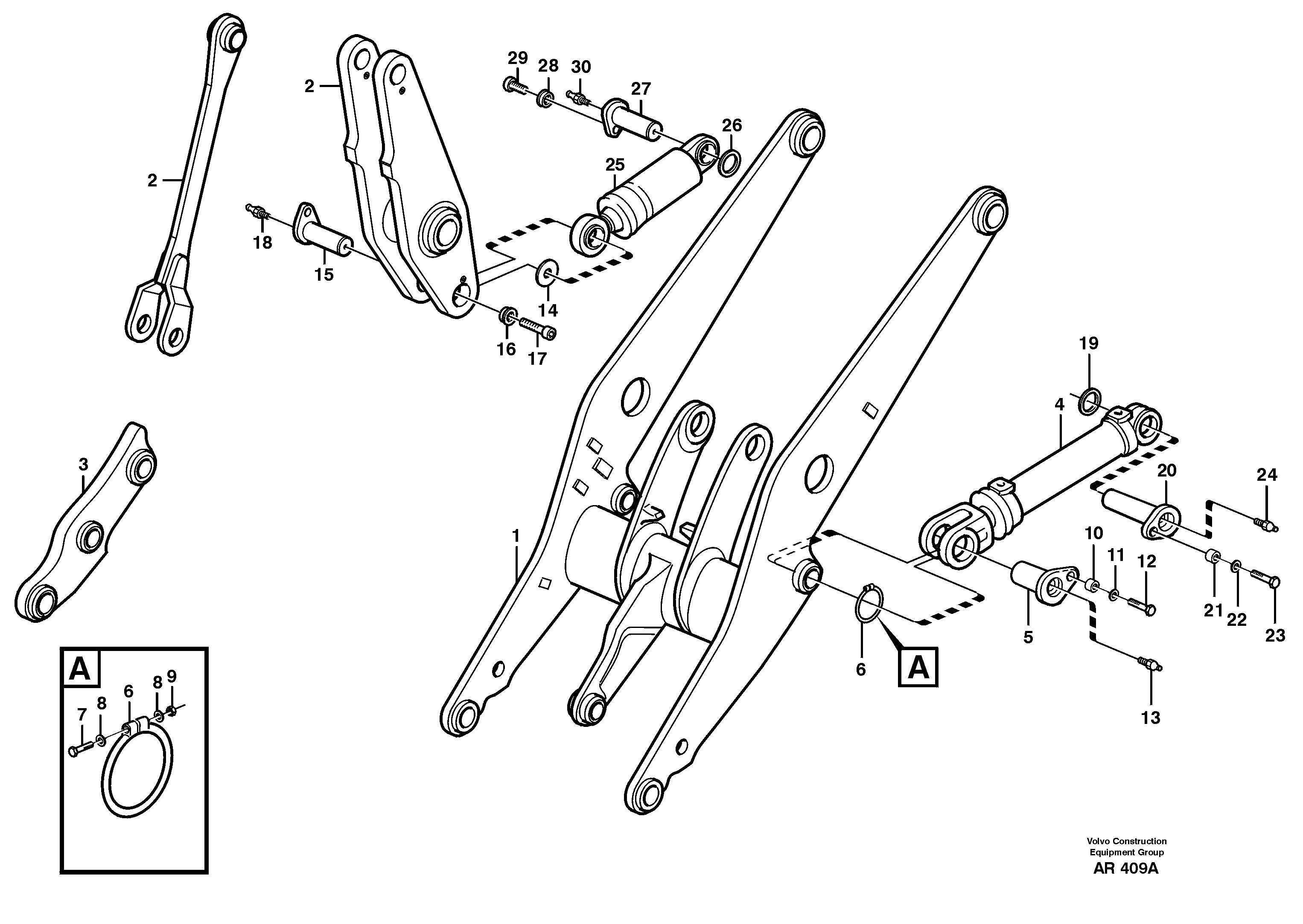 Lifting- and tilt cylinder with assembly parts.  33739 — volvo parts diagram