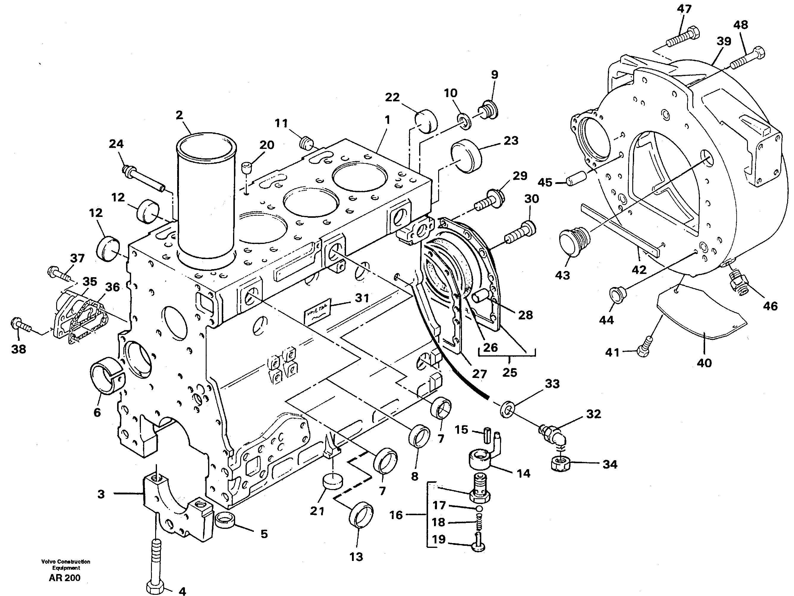 Cylinder block  TD 40 GA, TD 40 GFE — volvo parts diagram