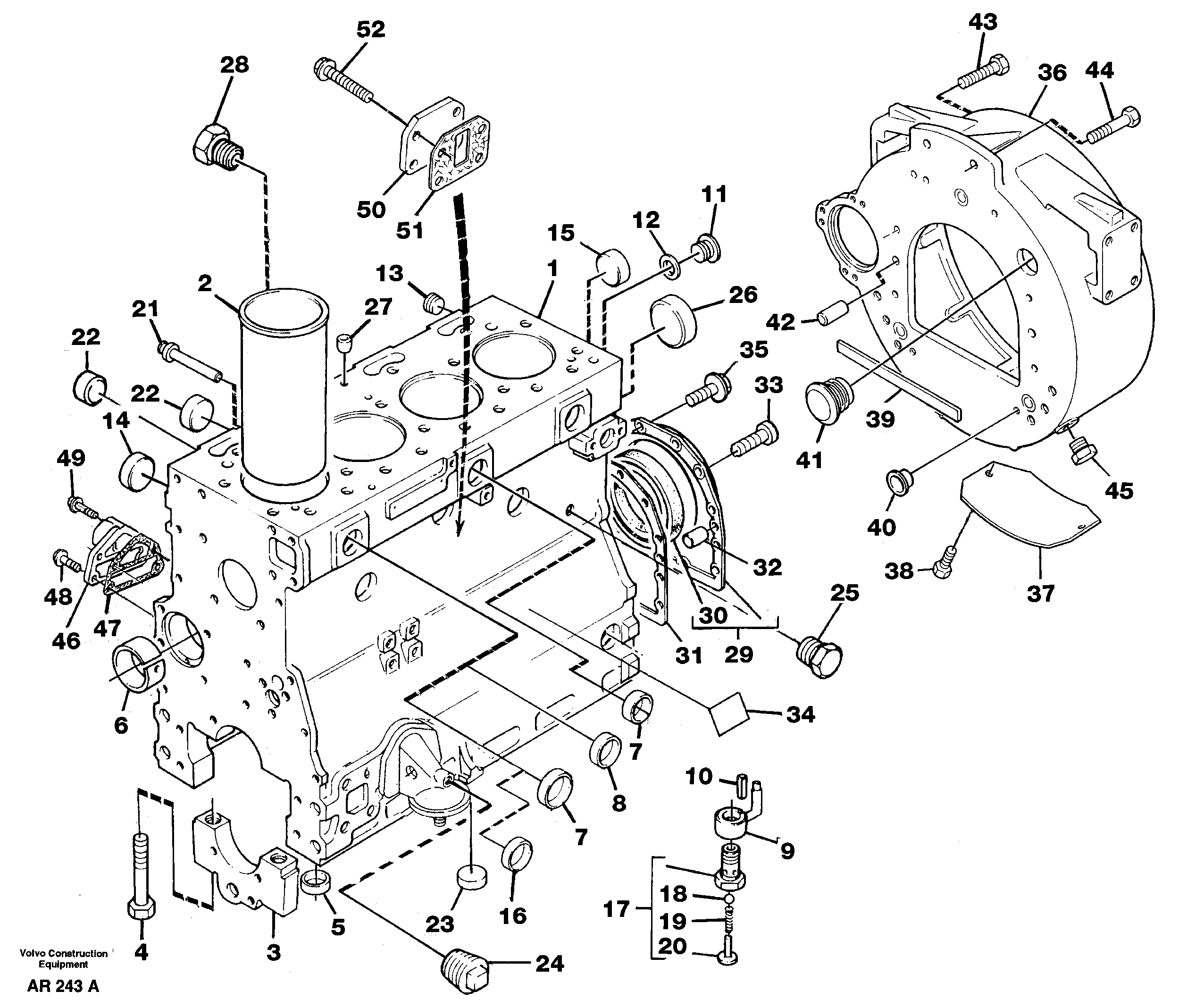 Cylinder block  TD 40 KAE — volvo parts diagram