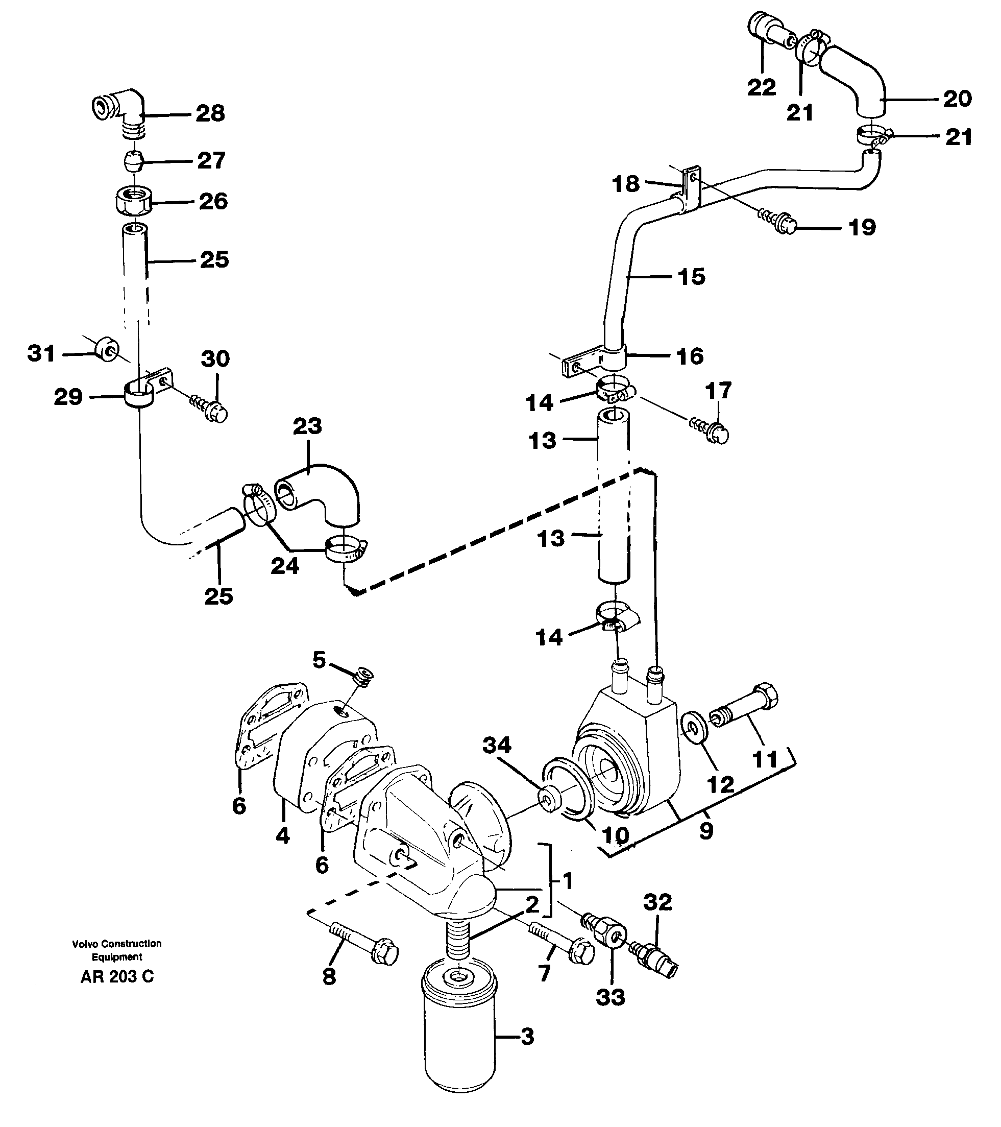 Oil cooler — volvo parts diagram