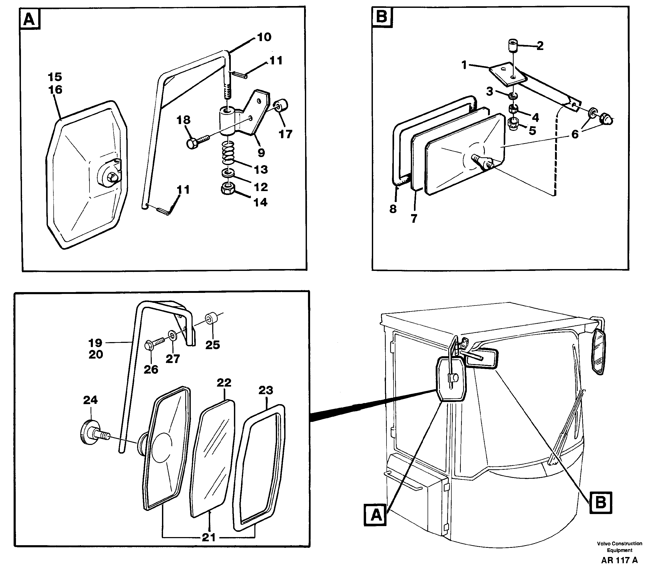 Rear view mirror  33731 — volvo parts diagram