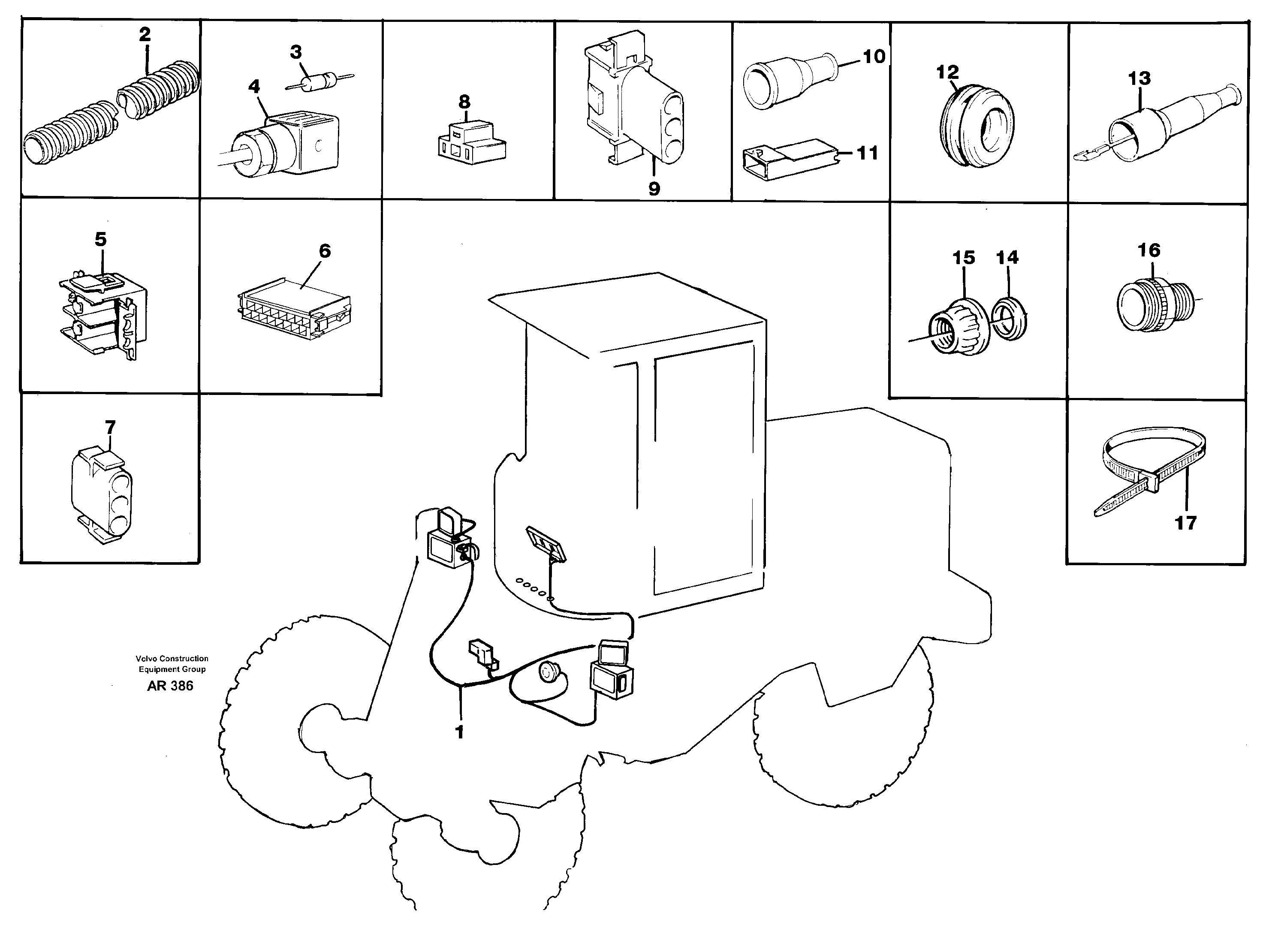 Cable harness, front  33747 — volvo parts diagram