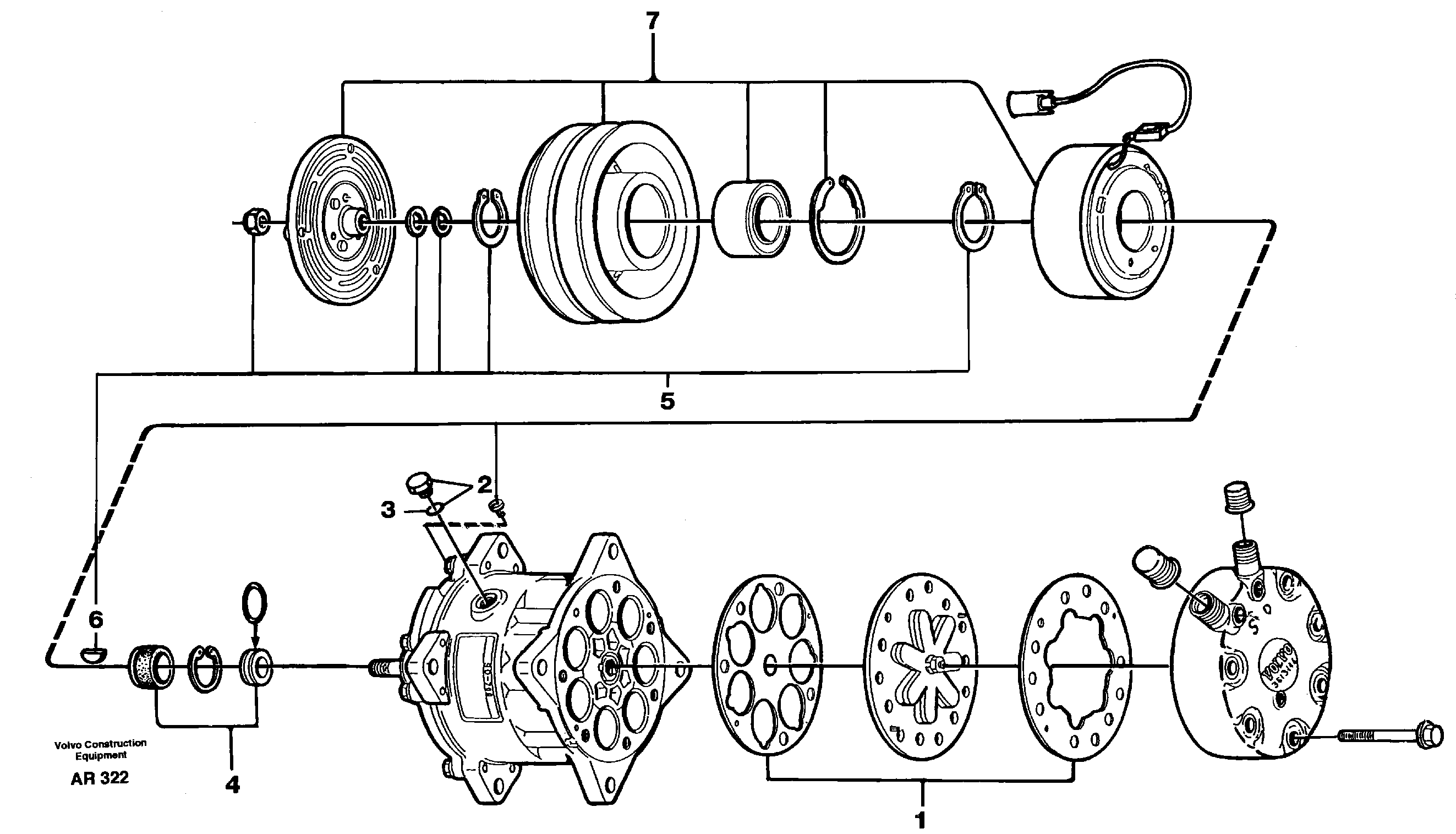 Air compressor  92161, 93674 — volvo parts diagram