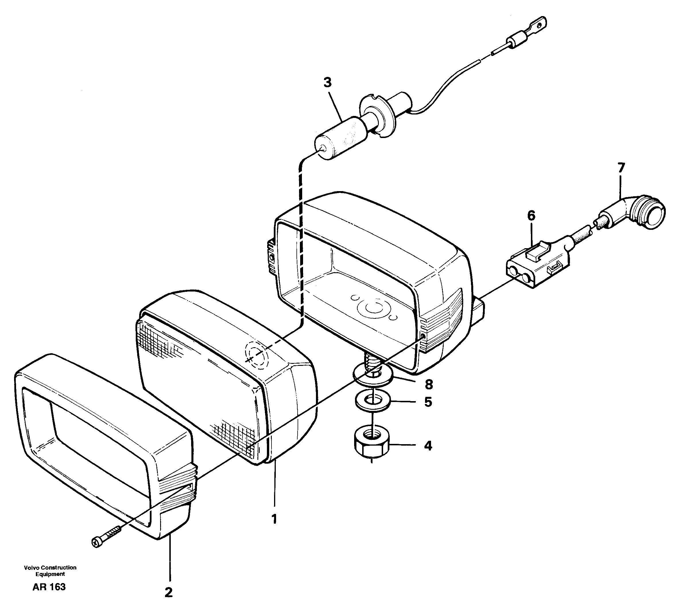 Work lights Front  92453 — volvo parts diagram