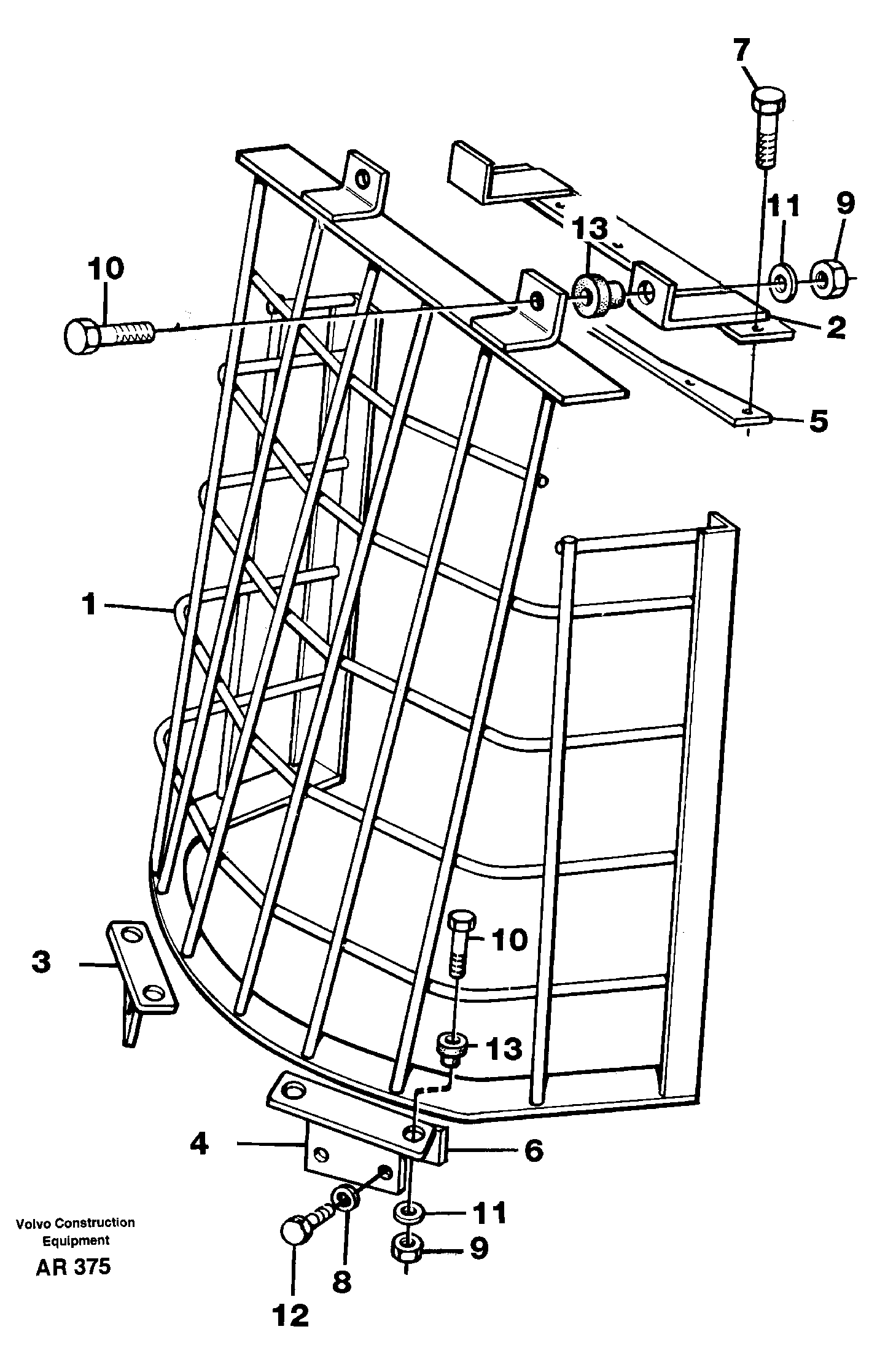 Windshield guard for windshield  94989 — volvo parts diagram
