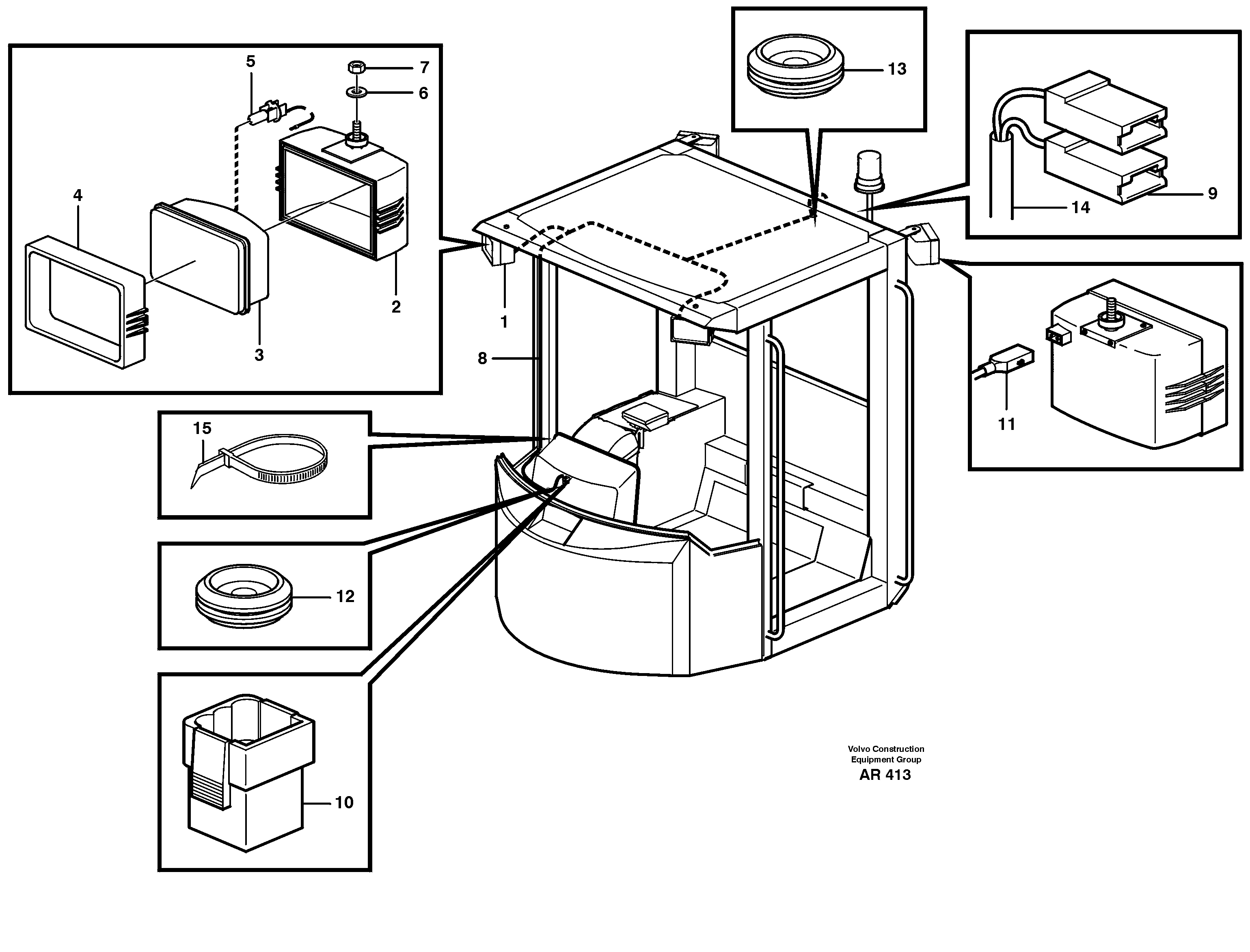 Work lights, front  80030 — volvo parts diagram