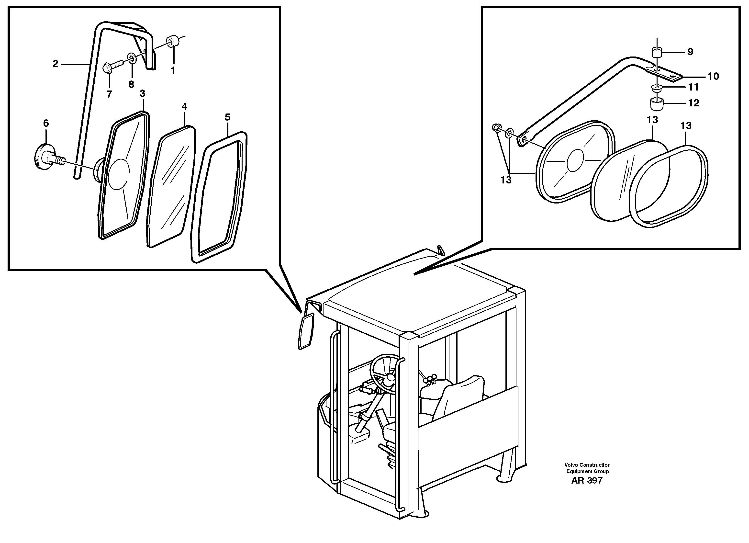 Rear view mirror  33748 — volvo parts diagram
