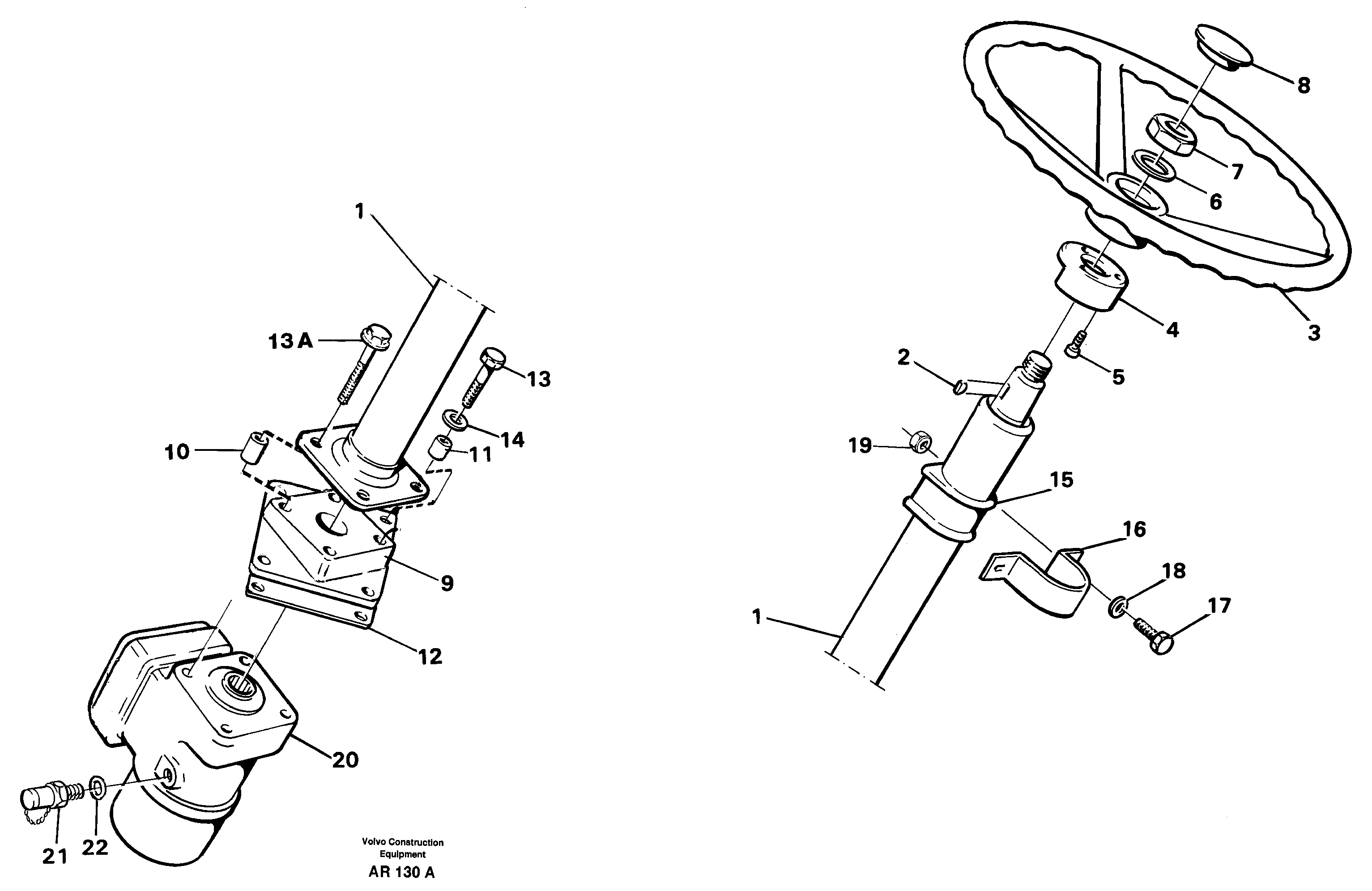 Steering column assembly — volvo parts diagram