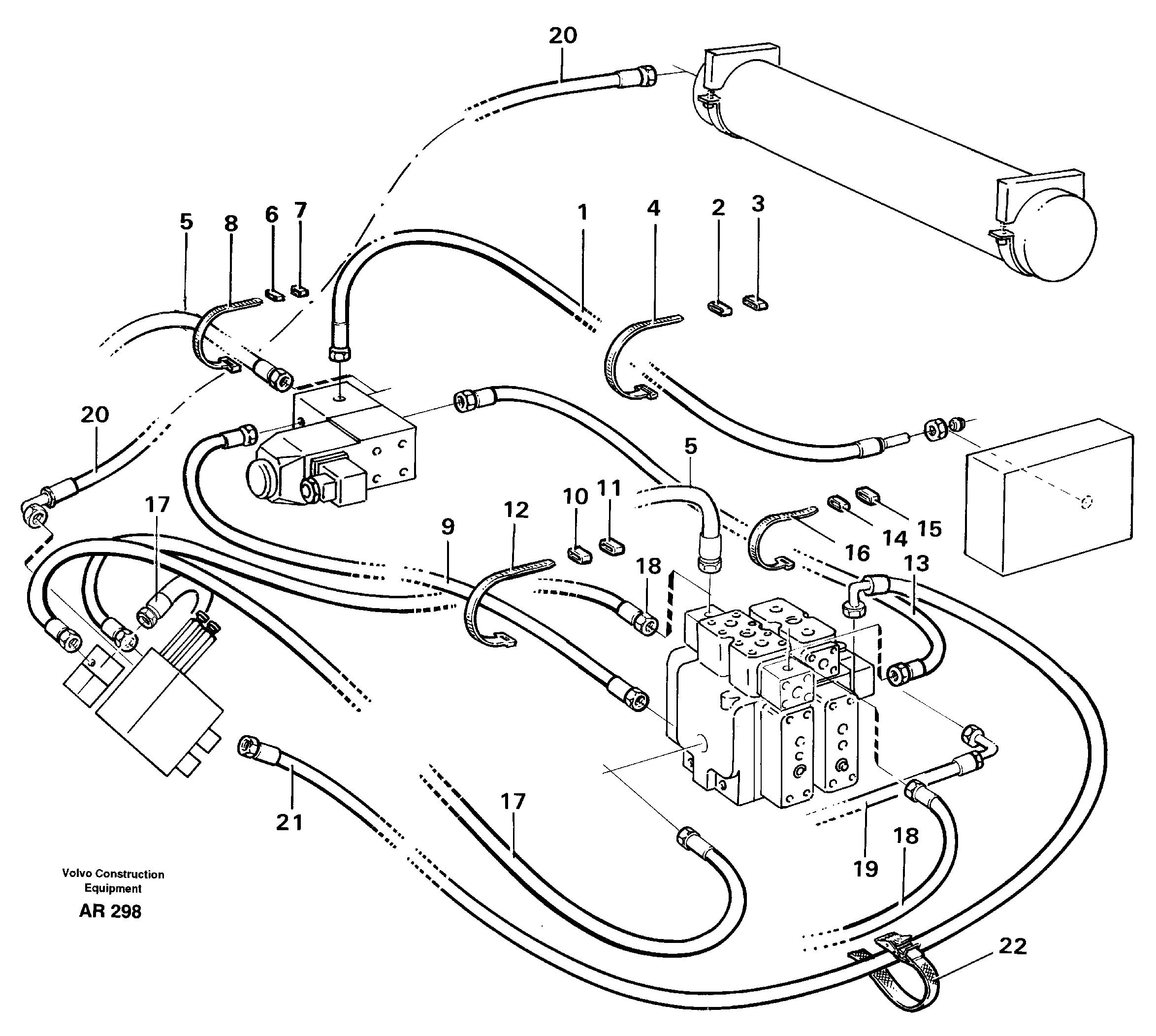 Boom suspension system; hydraulic hoses  94616 — volvo parts diagram