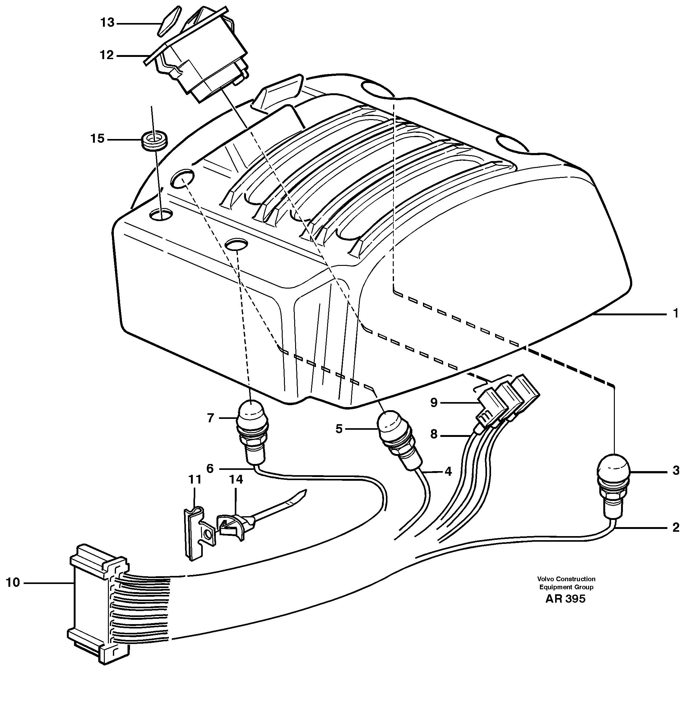 Cable harnesses, gear lever carrier  33747 — volvo parts diagram