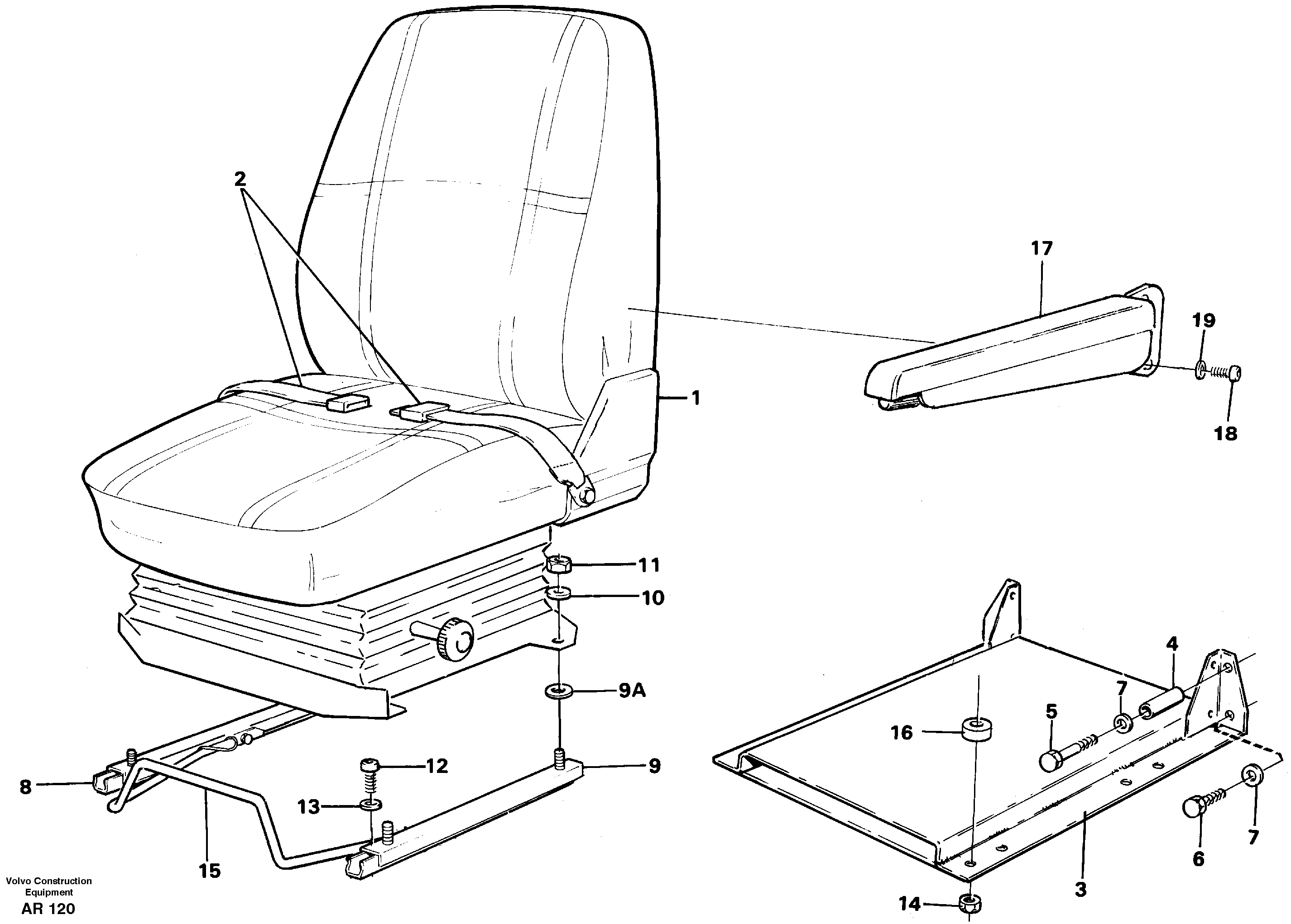 Driver's seat, assembly — volvo parts diagram