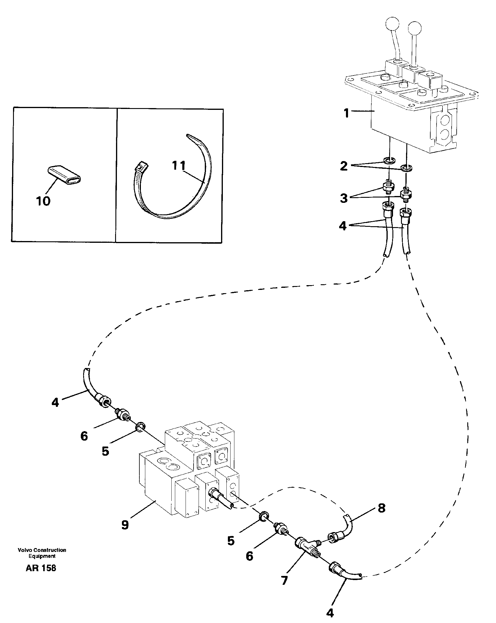 Servo hydraulic: Control lines Tilting — volvo parts diagram