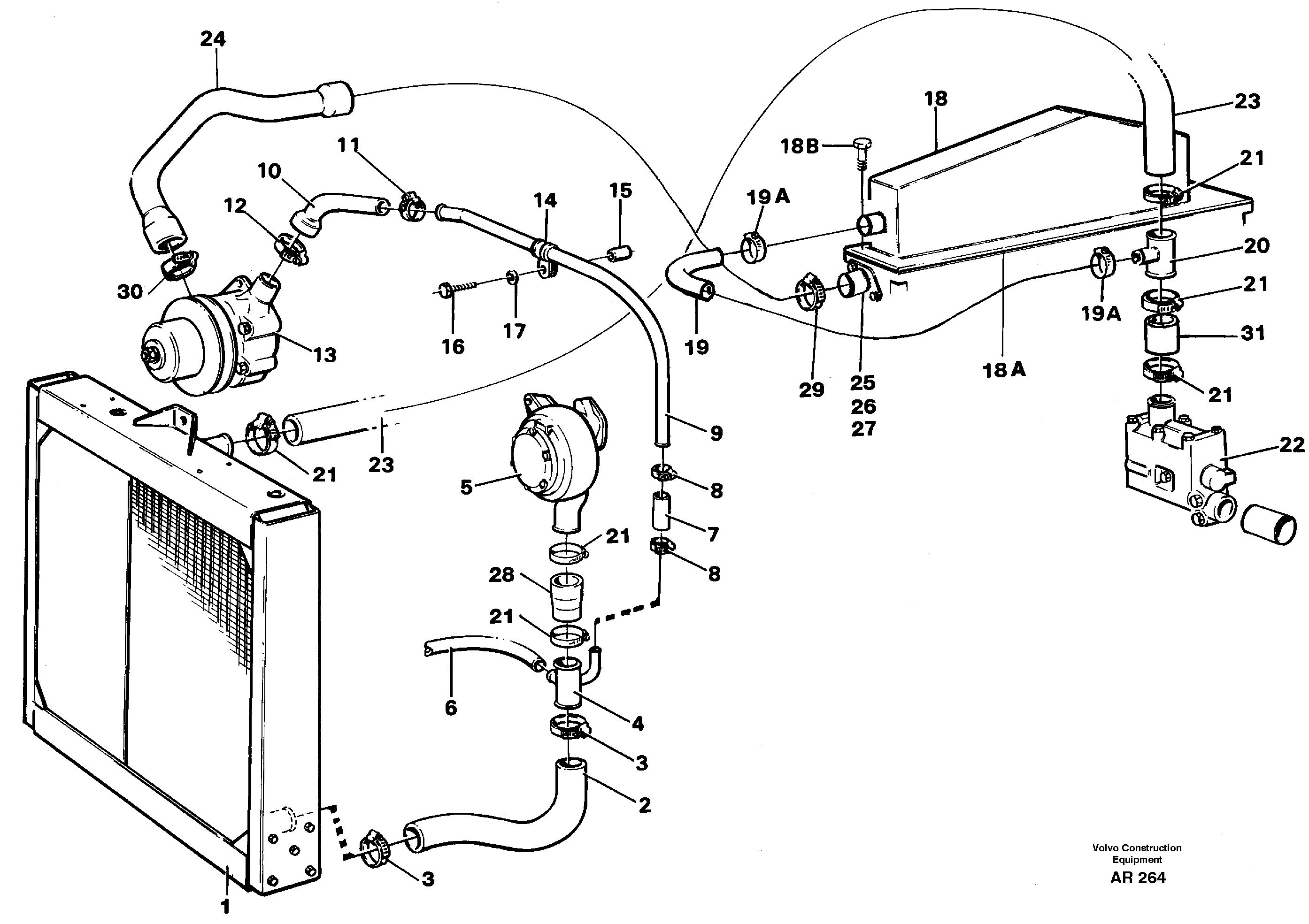 Cooling system  TD 40 KAE — volvo parts diagram