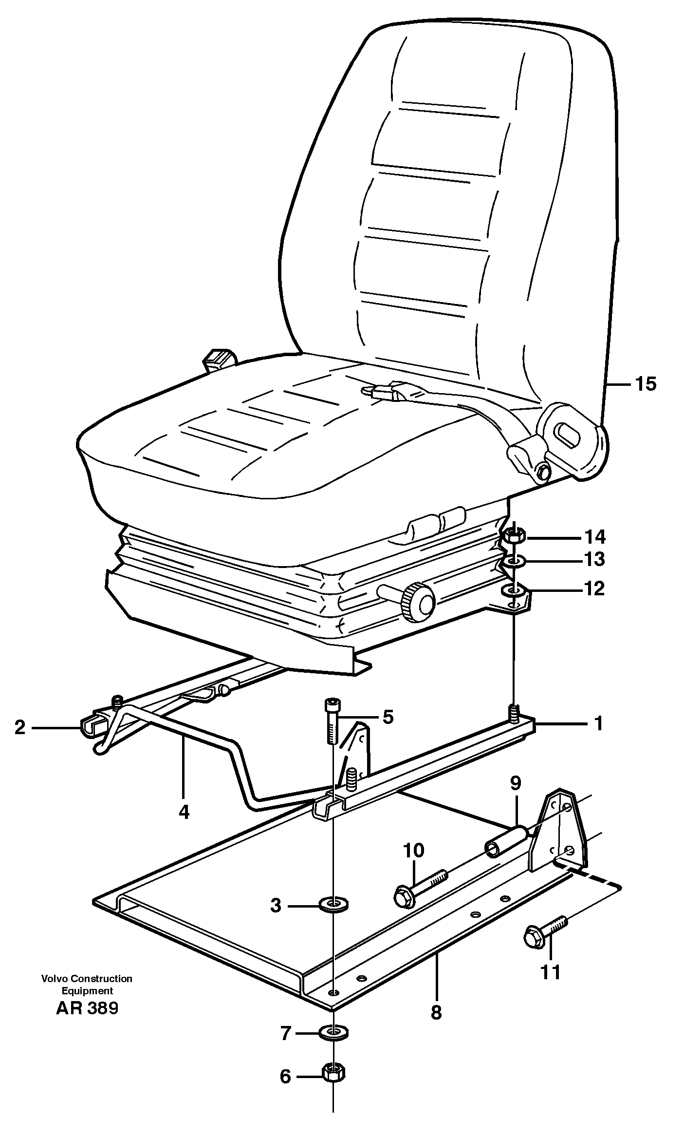 Operator seat with fitting parts  33748 — volvo parts diagram