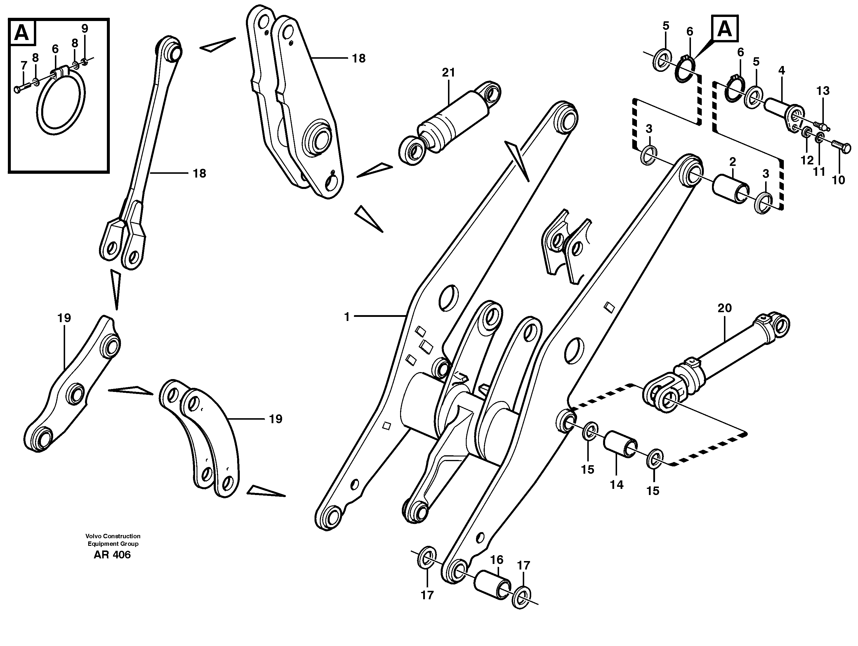 Lifting frame work with assembly parts  33739 — volvo parts diagram