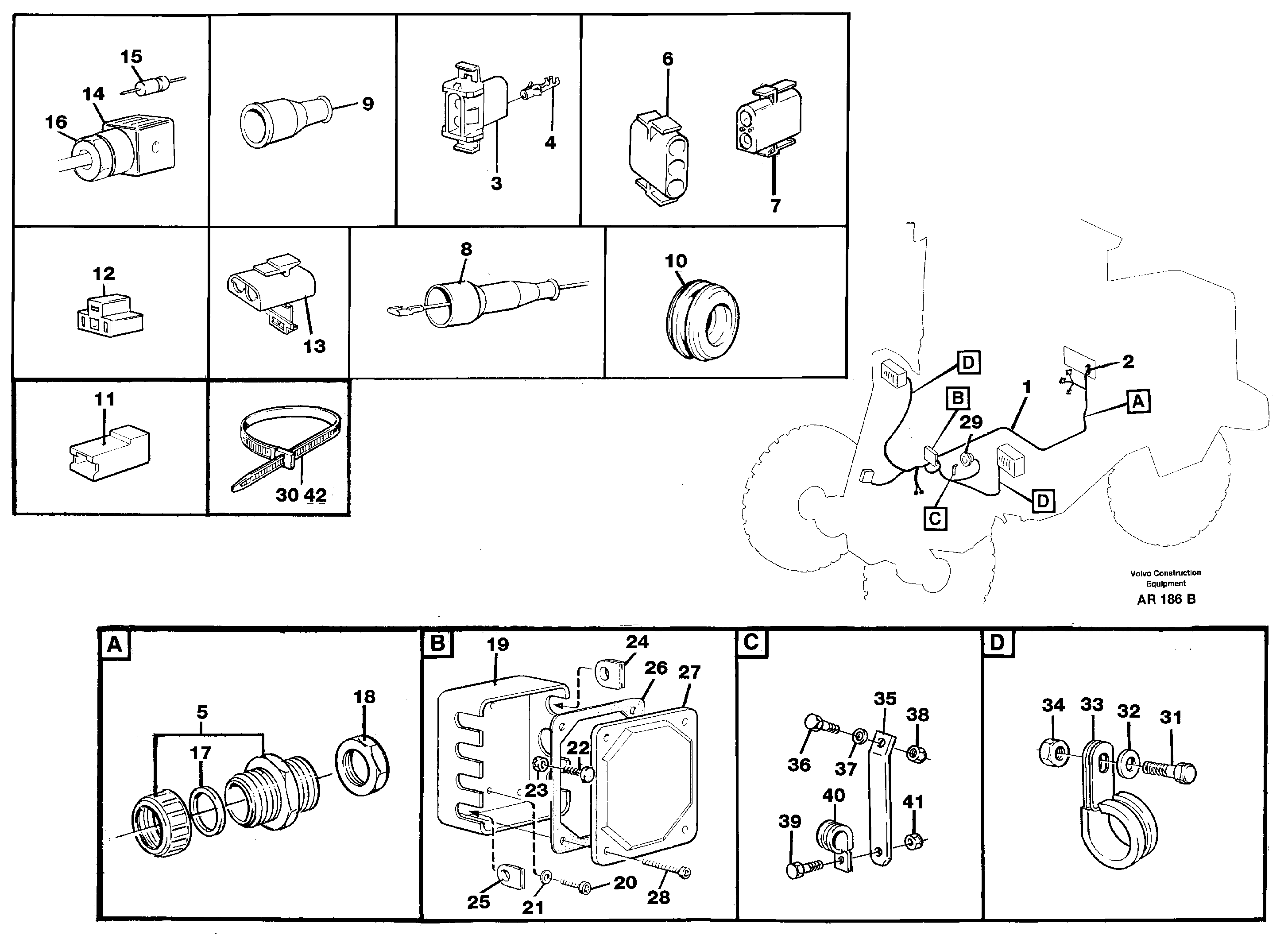 Cable harness Front  33730 — volvo parts diagram