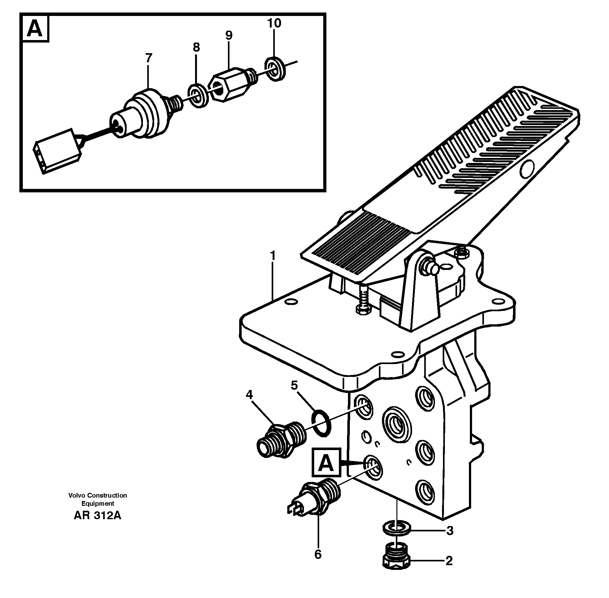 Footbrake valve Mounting — volvo parts diagram