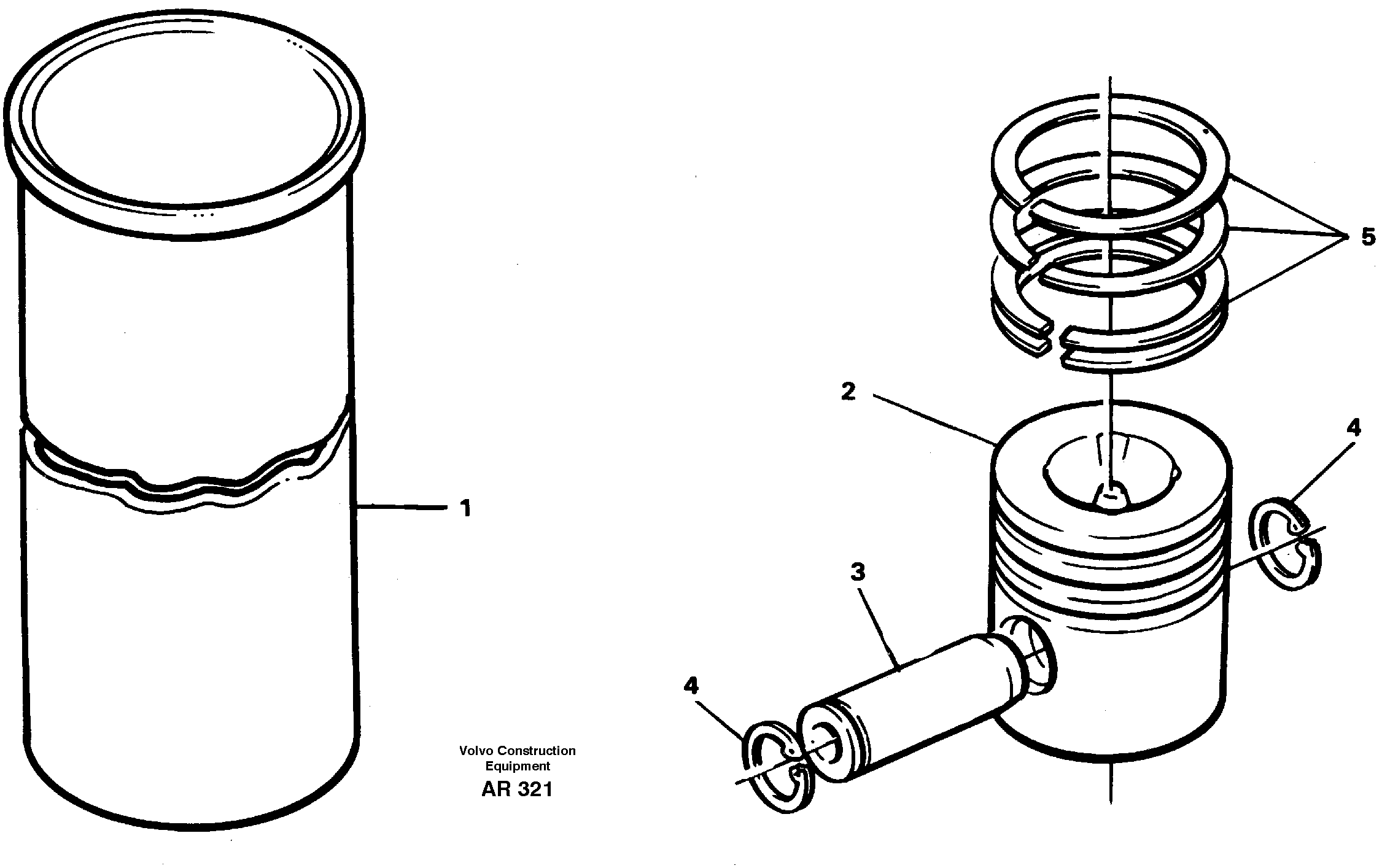 Cylinder liner and piston — volvo parts diagram