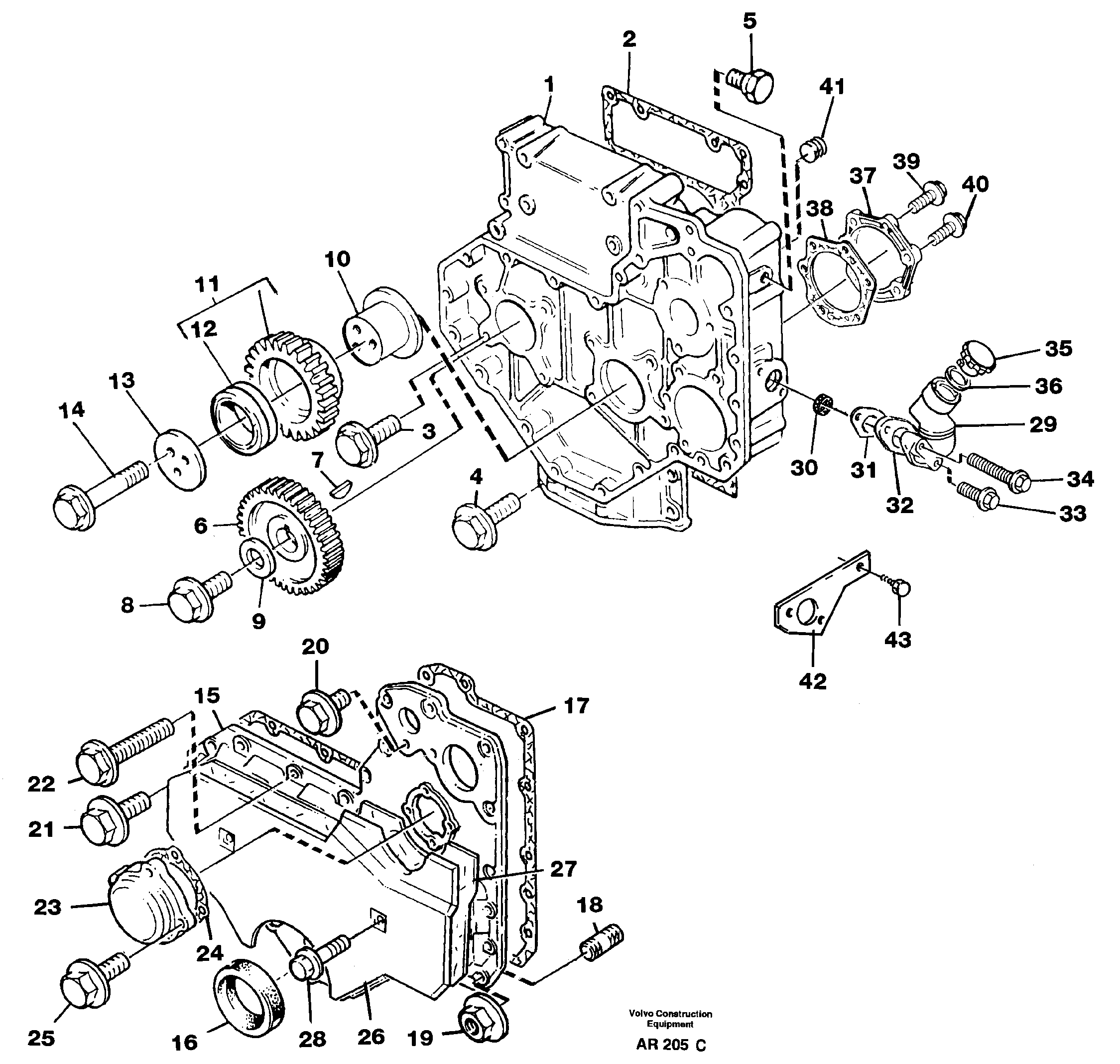 Timing gear casing — volvo parts diagram